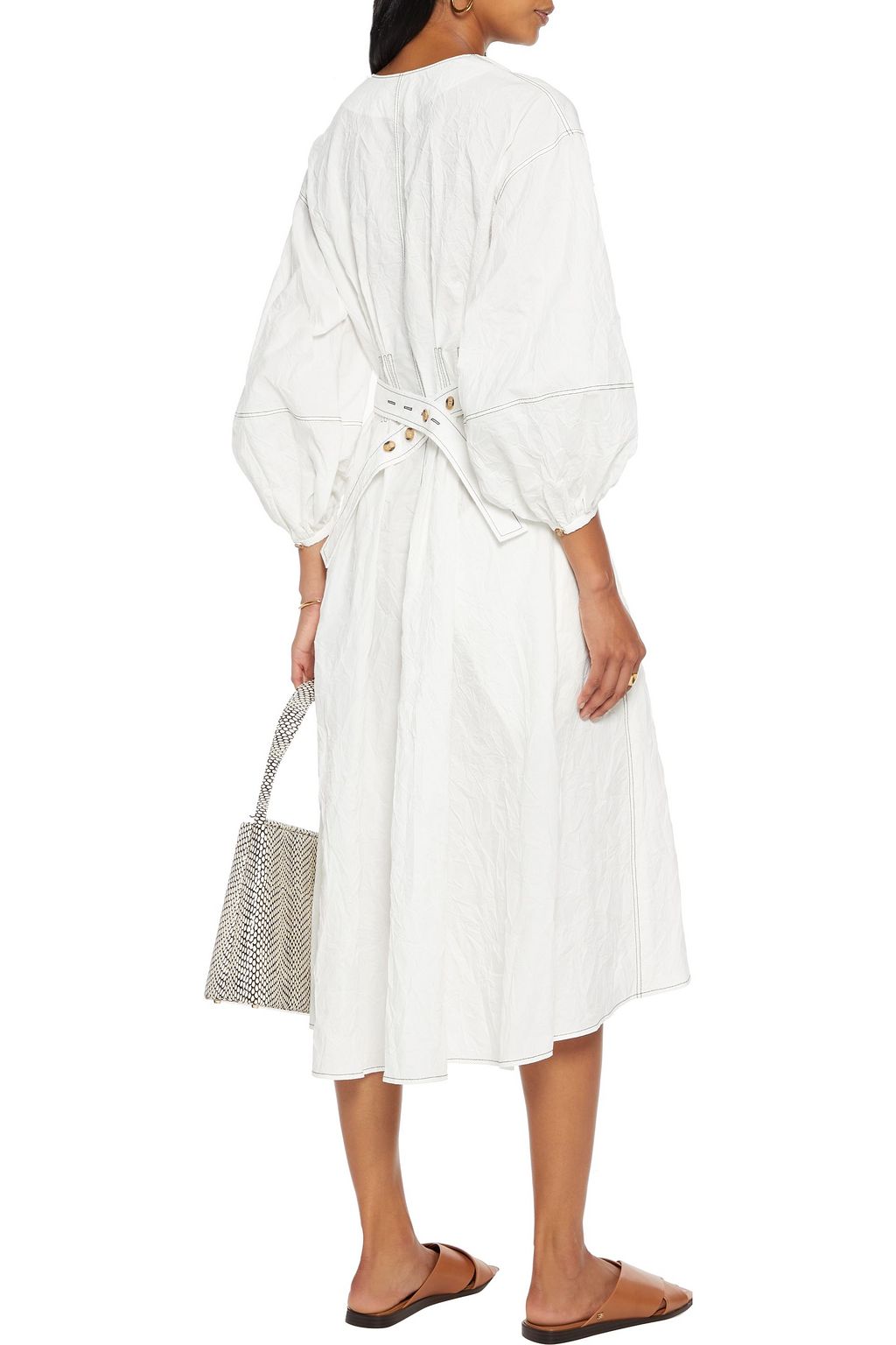 DEVEAUX Charlotte crinkled shell midi dress
