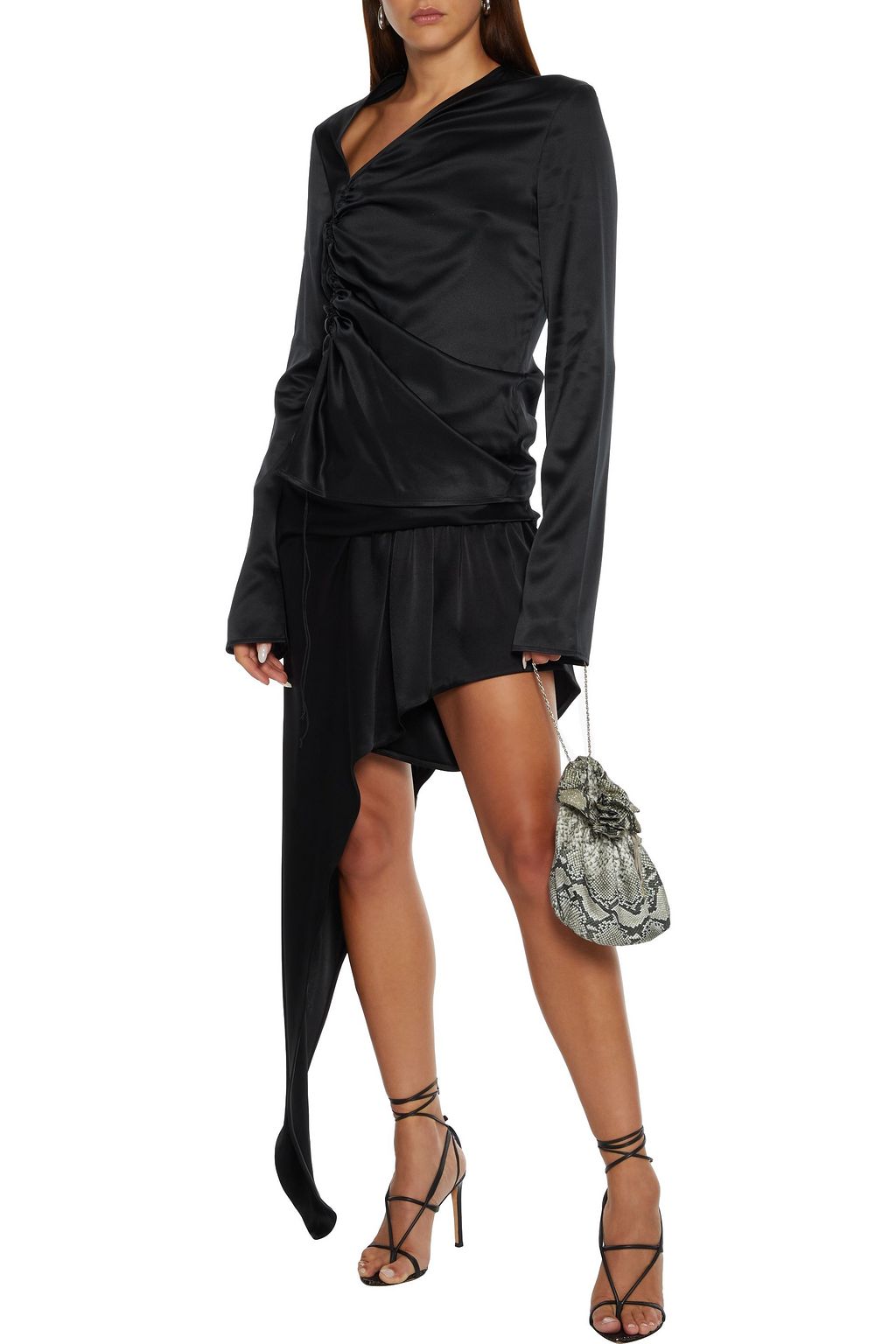 HELMUT LANG Ruched stretch-silk satin top