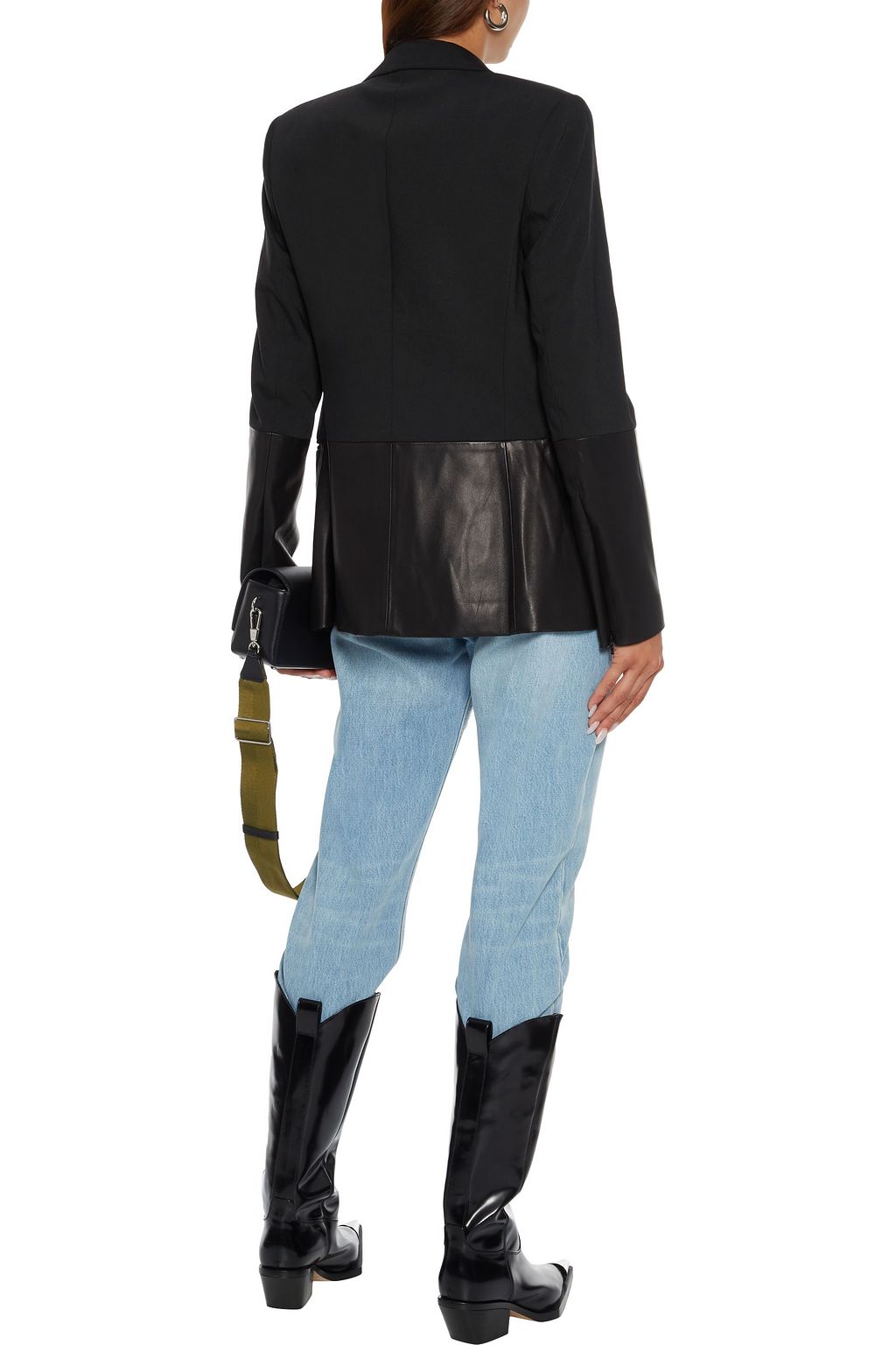 HELMUT LANG Leather-paneled wool-blend blazer