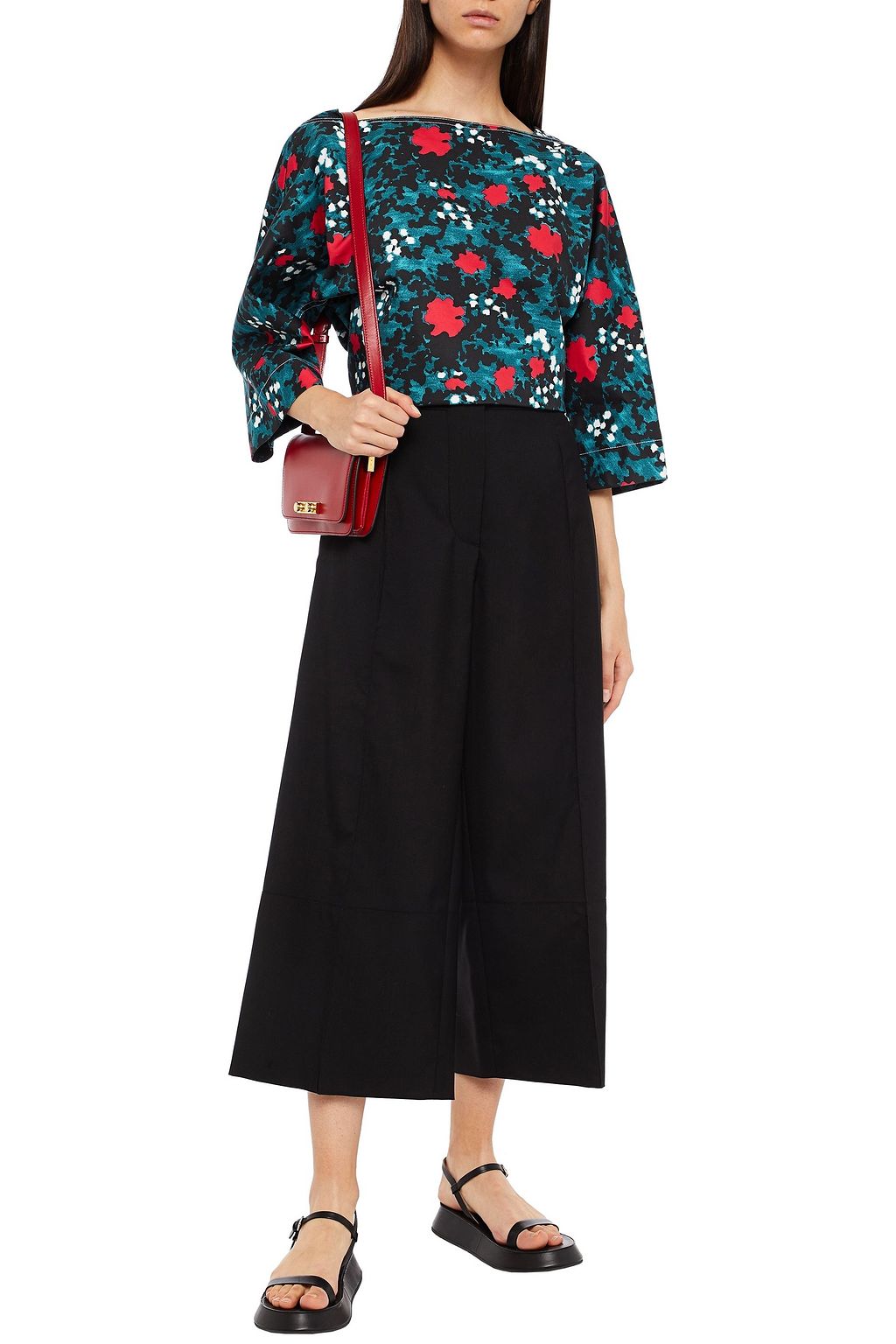MARNI Cropped wool wide-leg pants