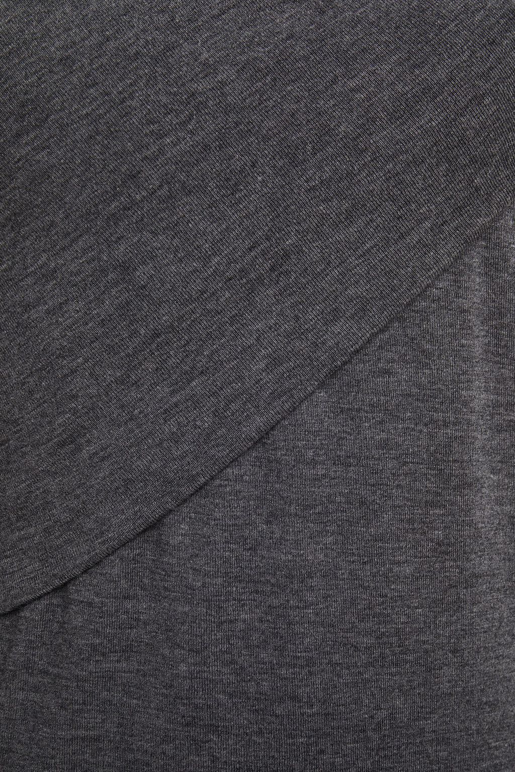BRUNELLO CUCINELLI One-sleeve mélange wool-blend jersey top