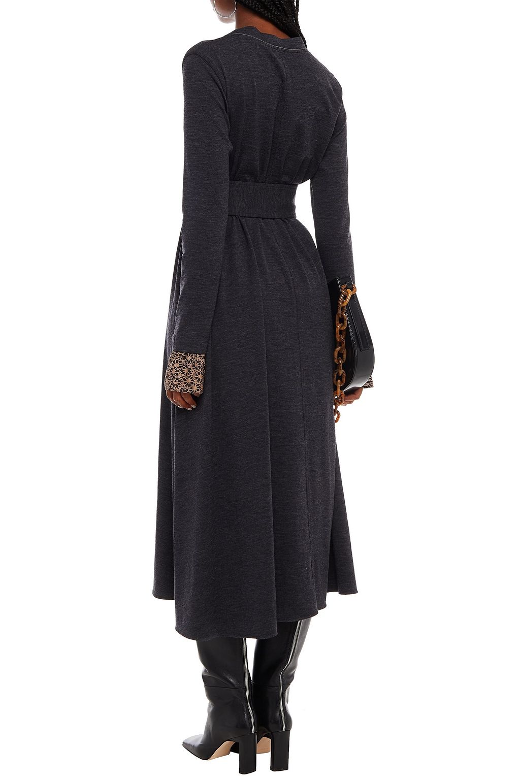 BRUNELLO CUCINELLI Embellished mélange wool-blend jersey midi dress