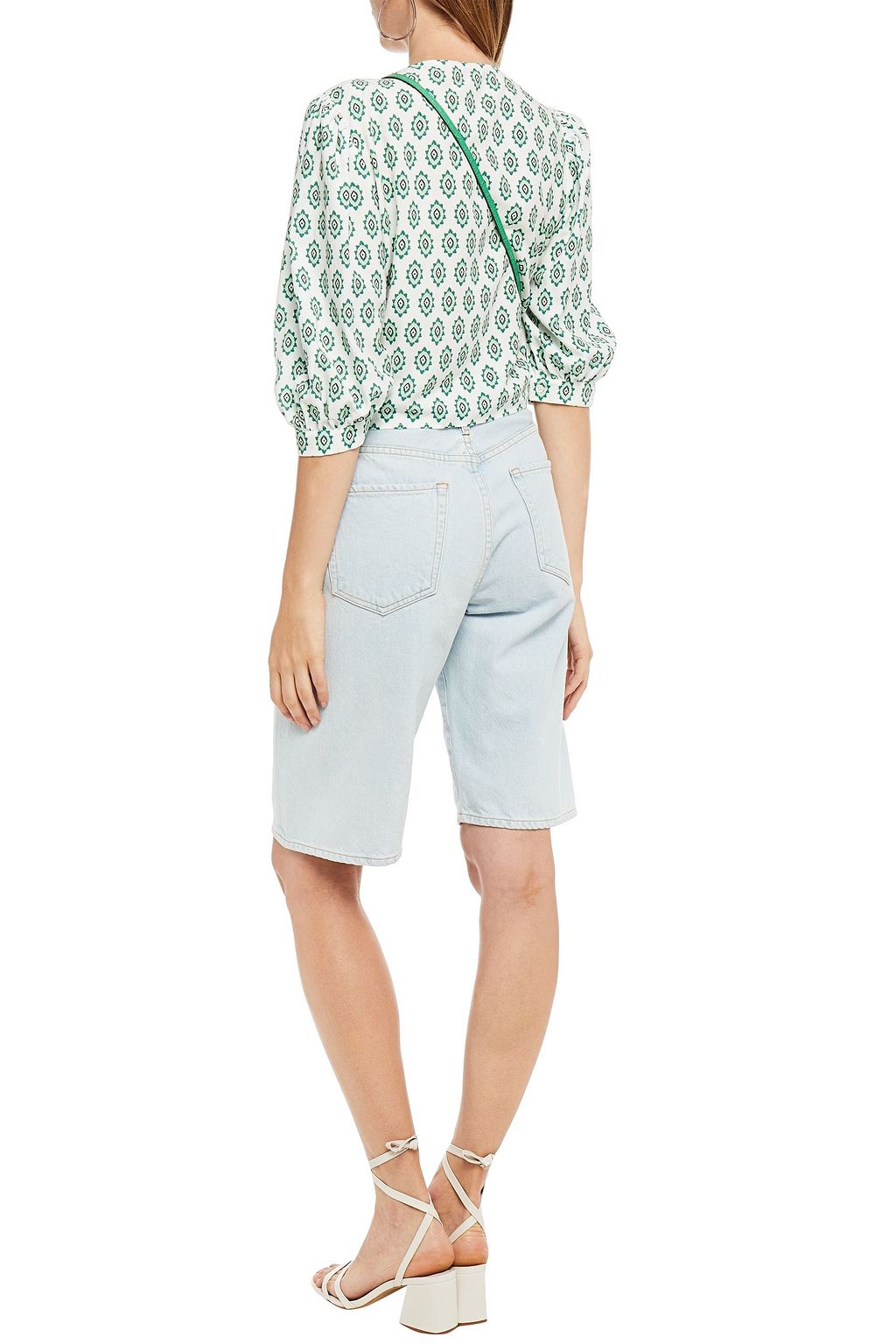 SANDRO Knotted printed woven top