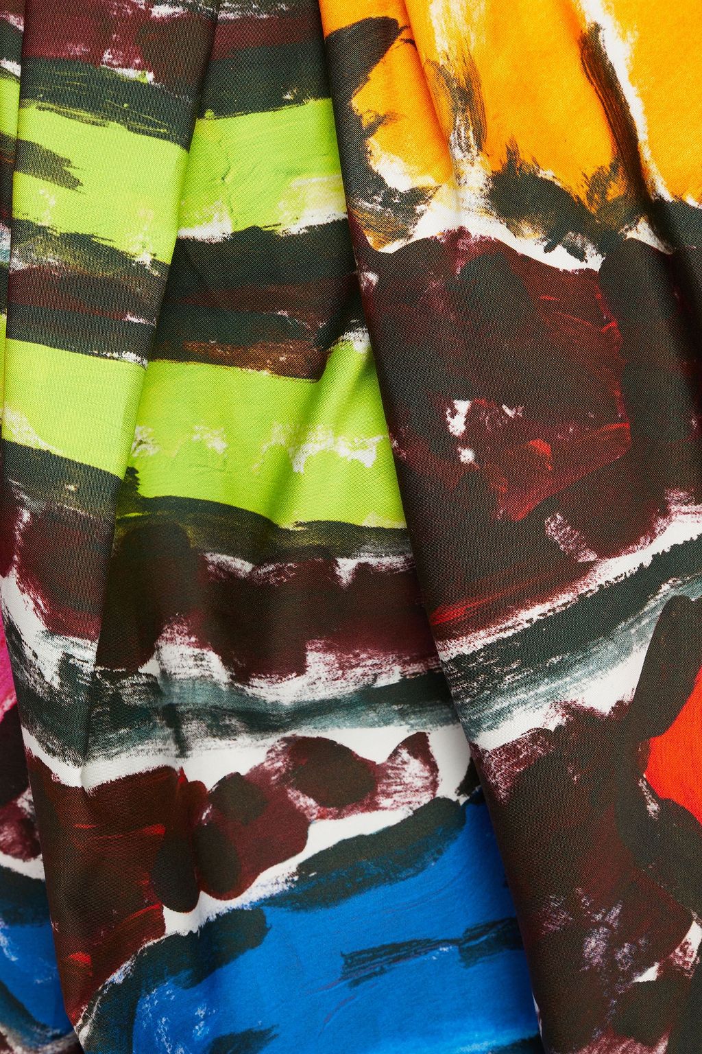 MARNI Pleated printed cotton and linen-blend top