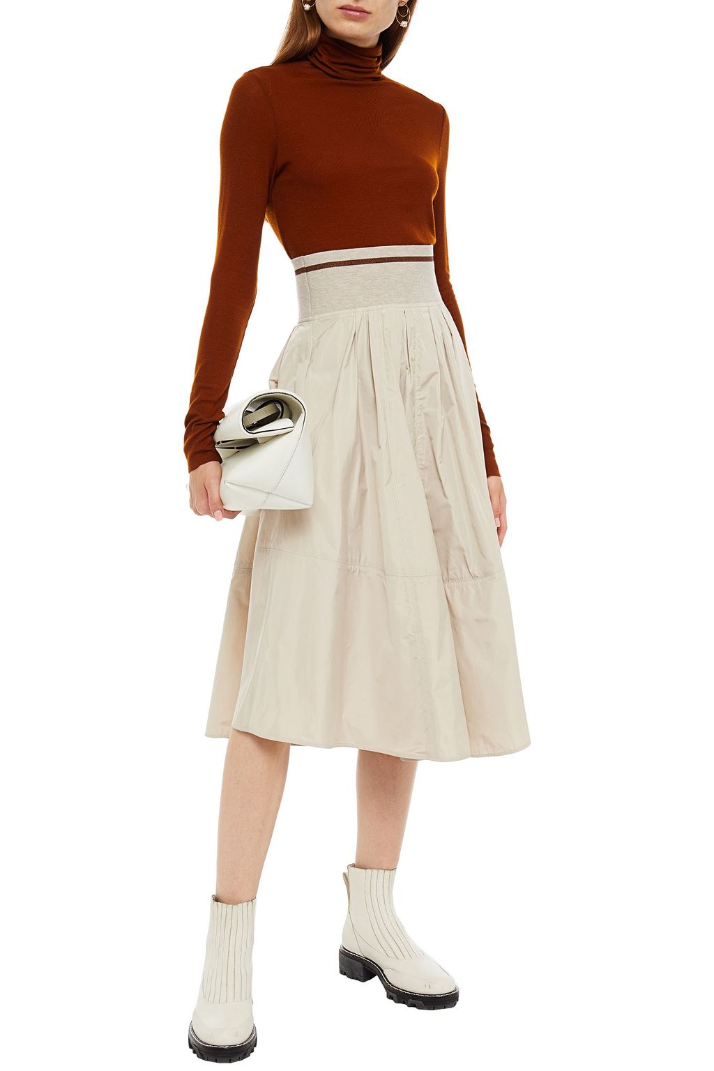 BRUNELLO CUCINELLI Pleated metallic shell midi skirt