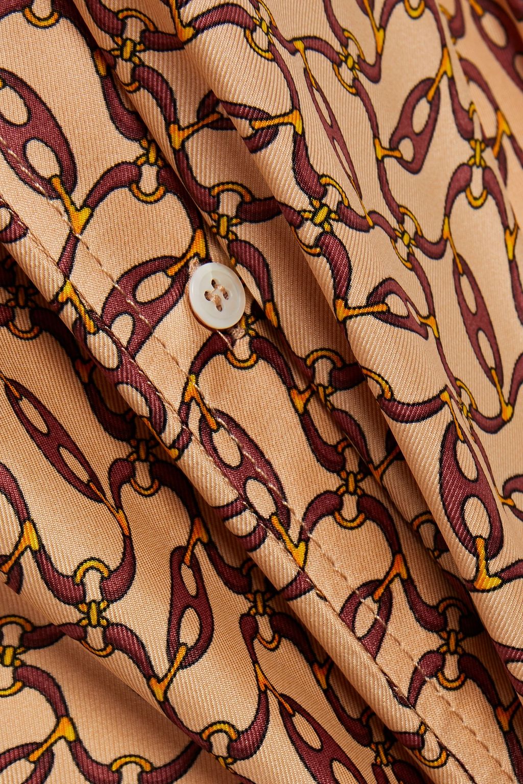SANDRO Chainy pussy-bow printed satin-twill blouse