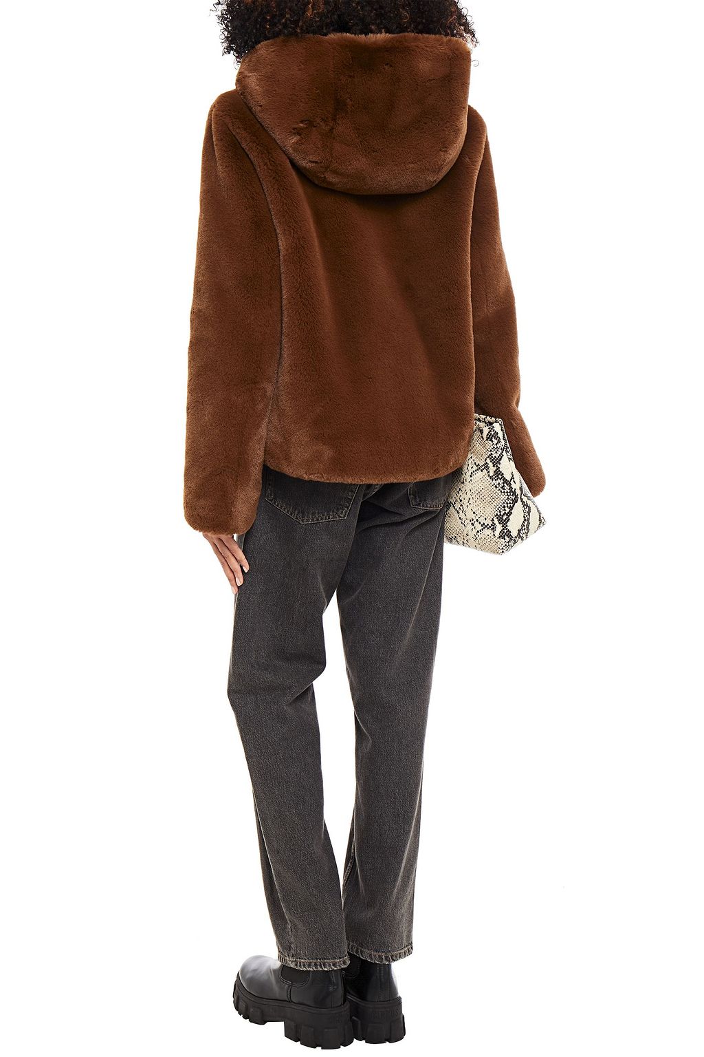 SANDRO Faux fur hooded jacket