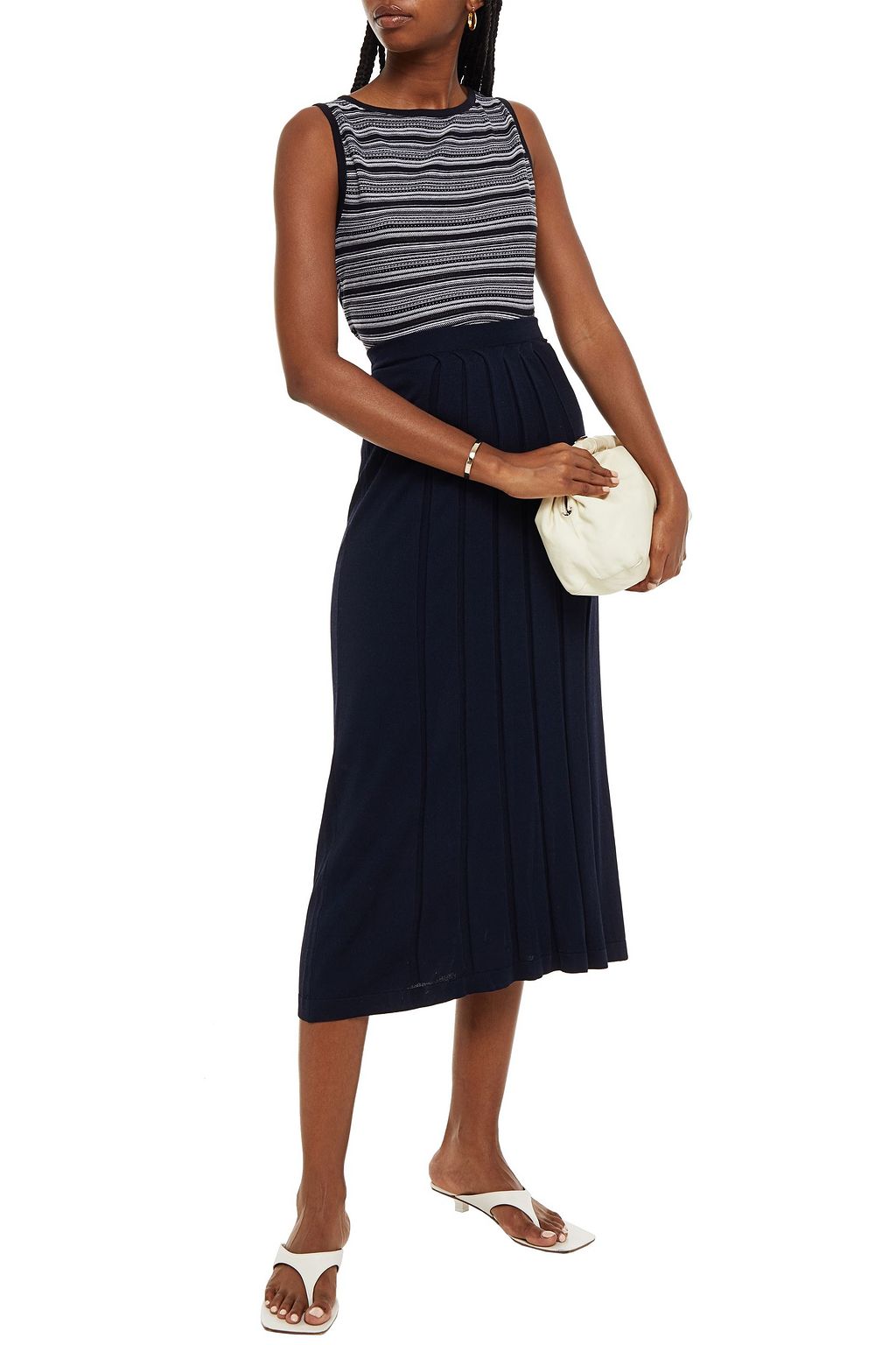 JOHN SMEDLEY Pointelle-trimmed cotton top