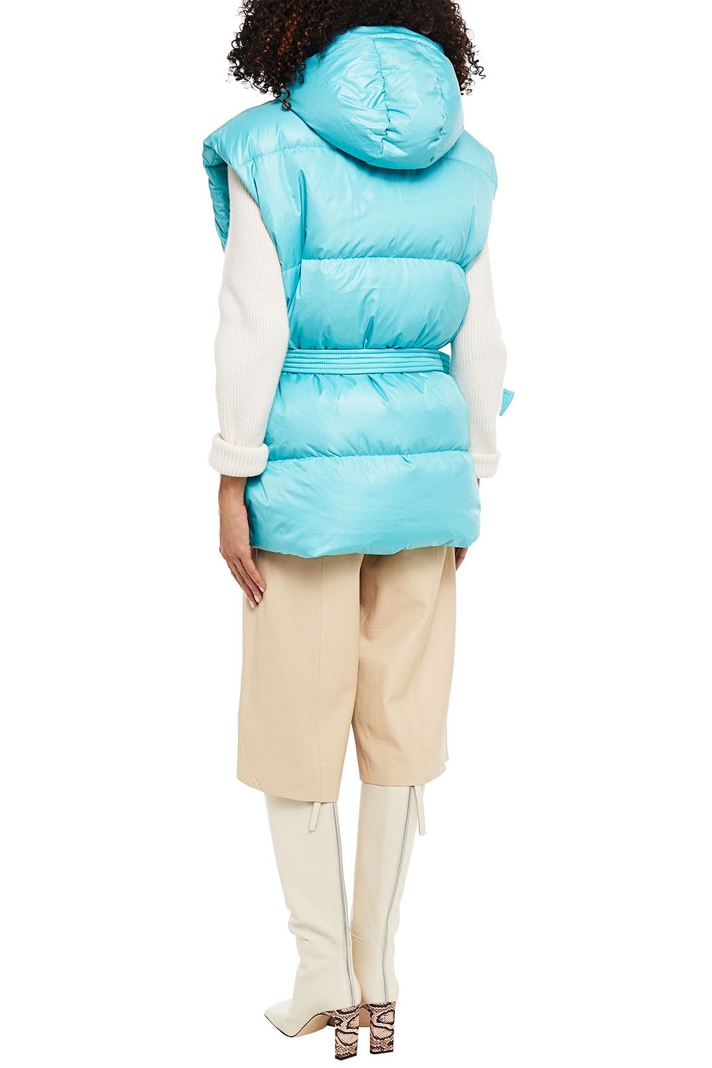 IENKI IENKI Belted metallic quilted shell hooded down vest