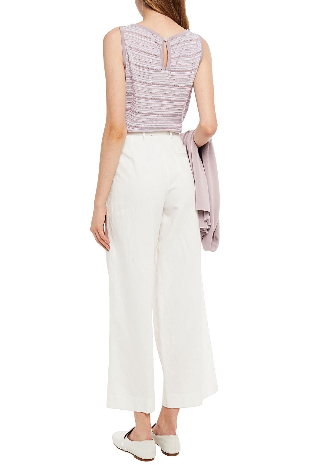 JOHN SMEDLEY Pointelle-trimmed cotton top