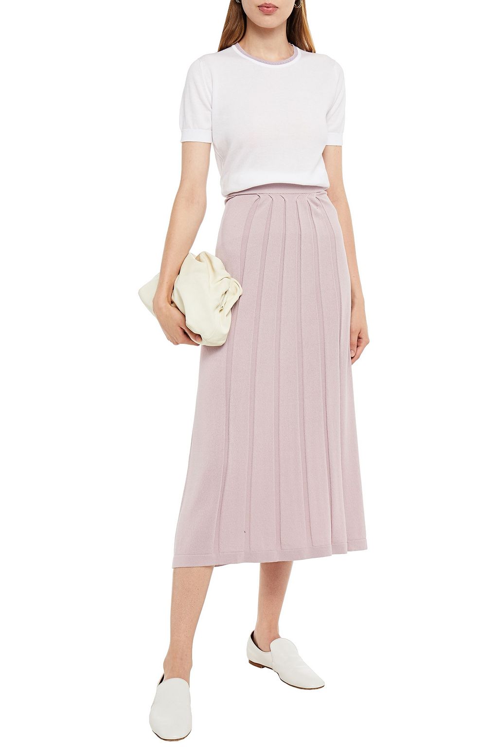 JOHN SMEDLEY Pointelle-trimmed cotton top