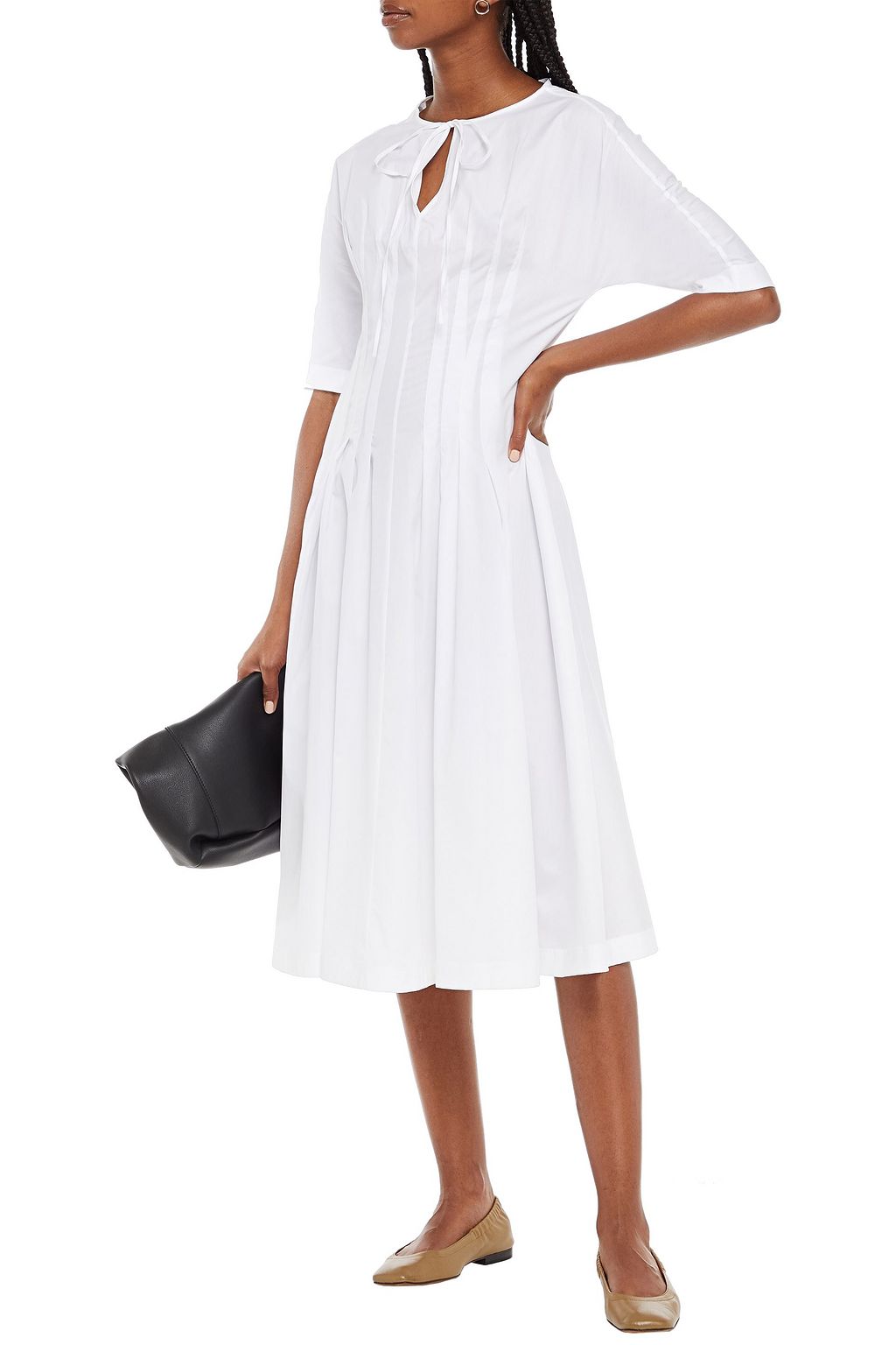 MARNI Pintucked cotton midi dress