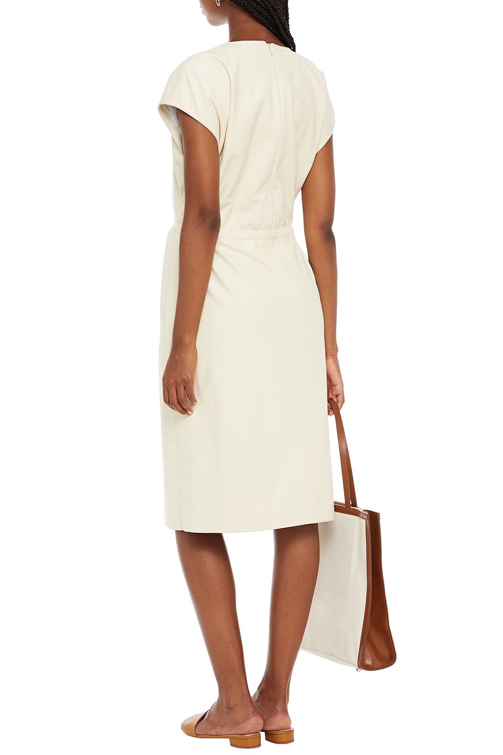 MARNI Belted leather midi dress