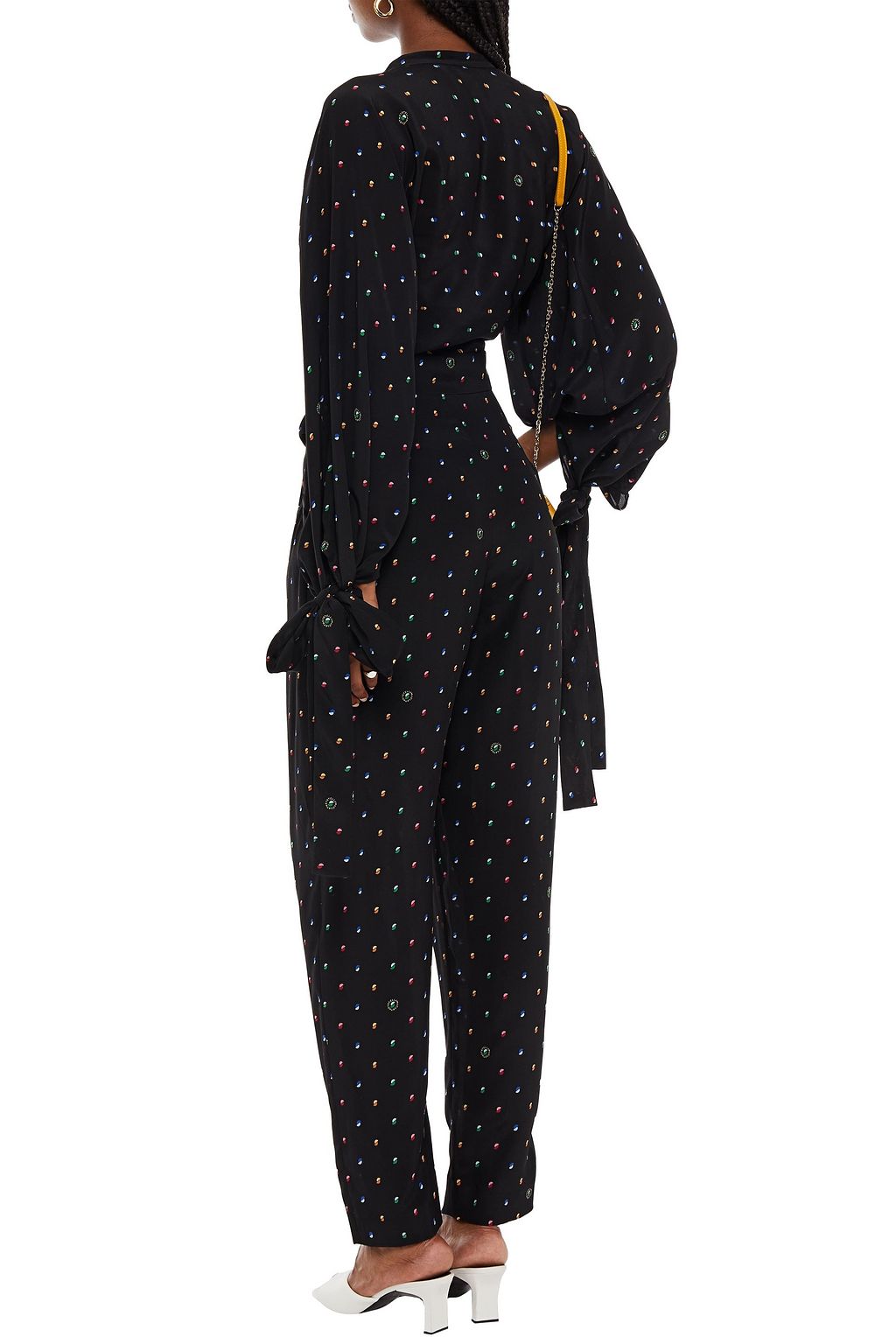 STELLA MCCARTNEY Belted printed silk crepe de chine jumpsuit