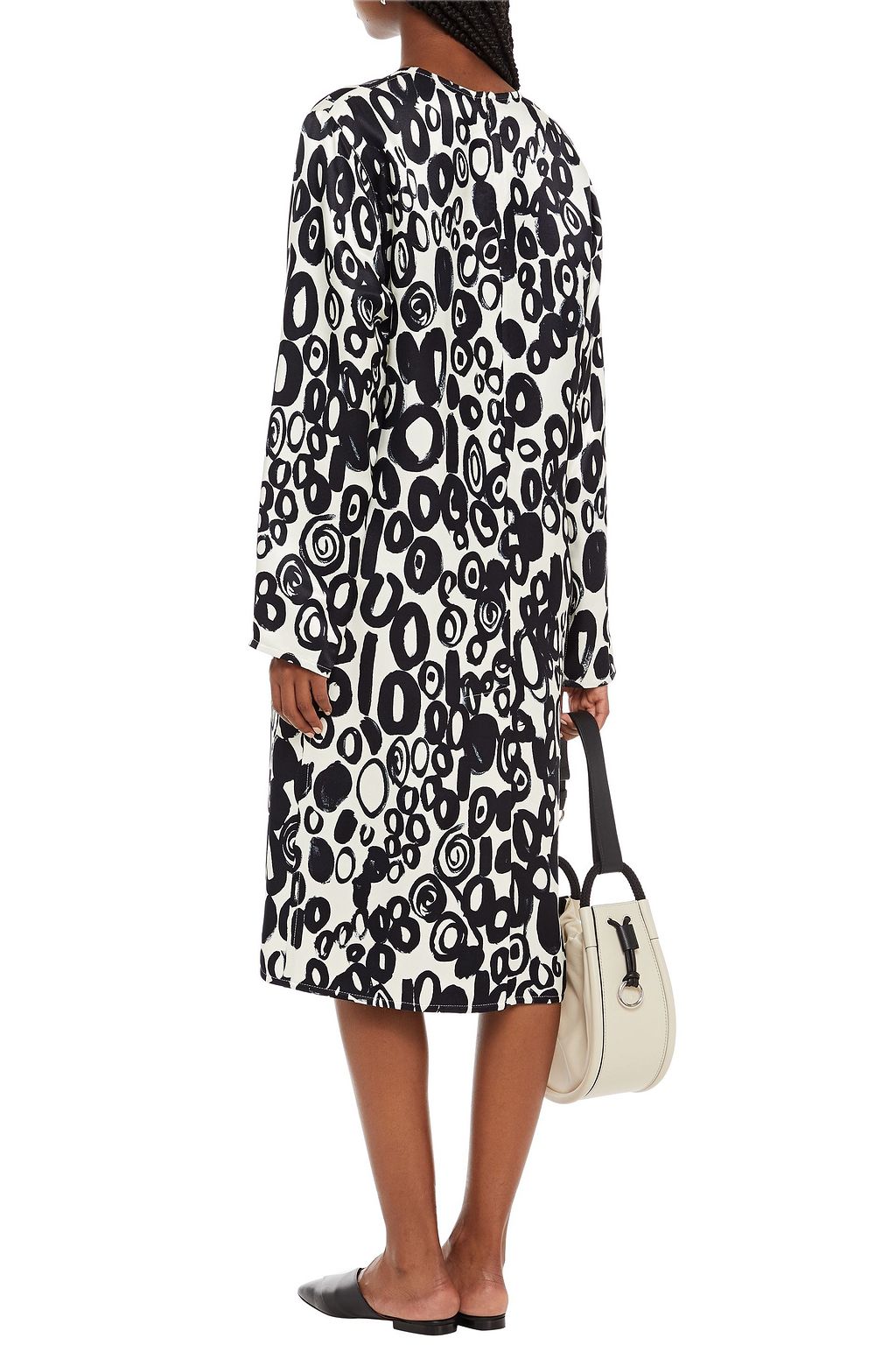 MARNI Printed satin-twill midi dress