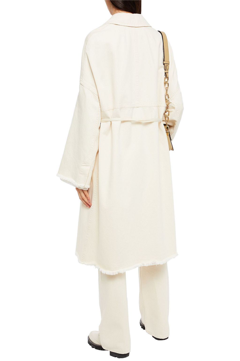 MARNI Frayed painted cotton-gabardine wrap coat