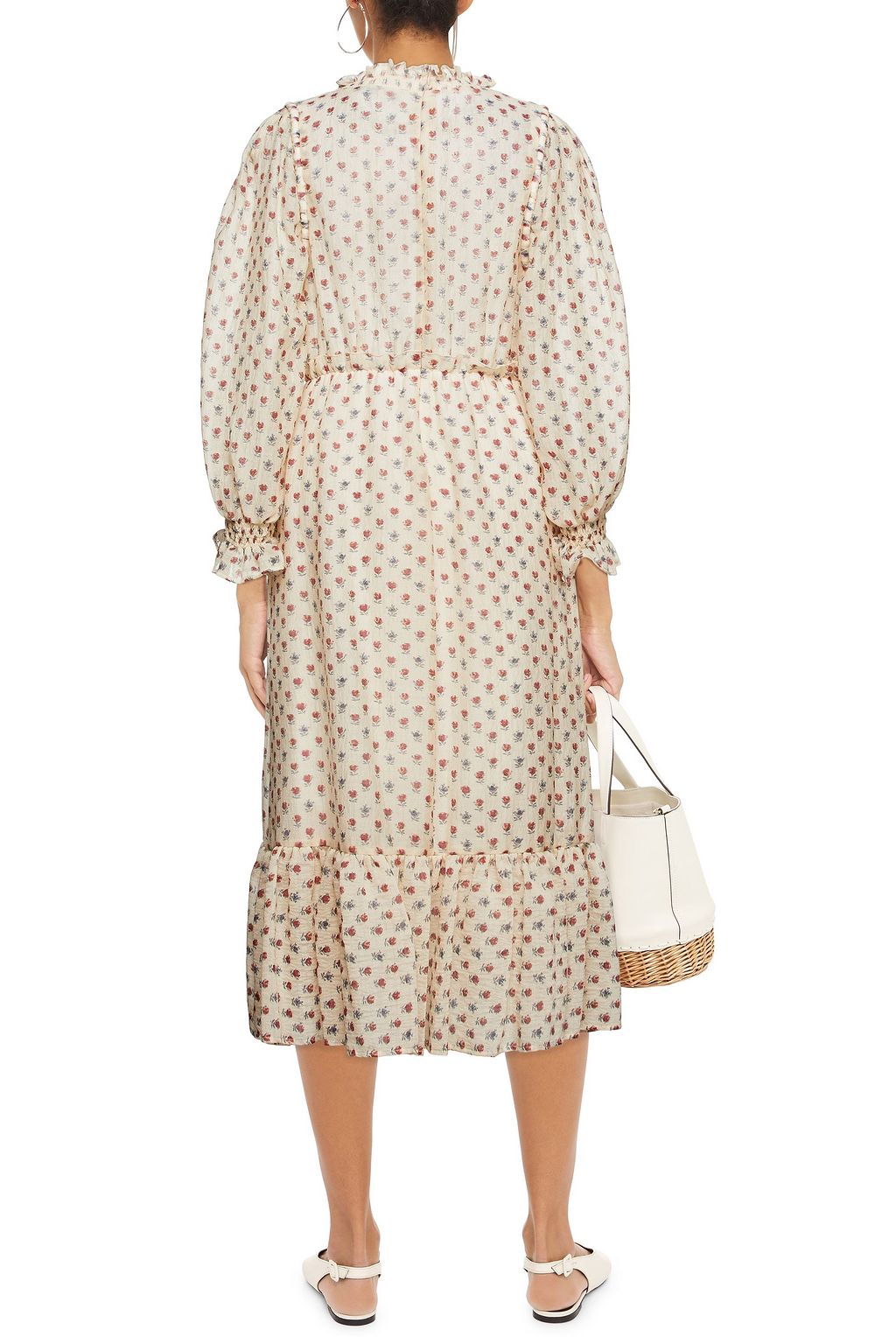 SEA Alexis ruffle-trimmed floral-print gauze midi dress
