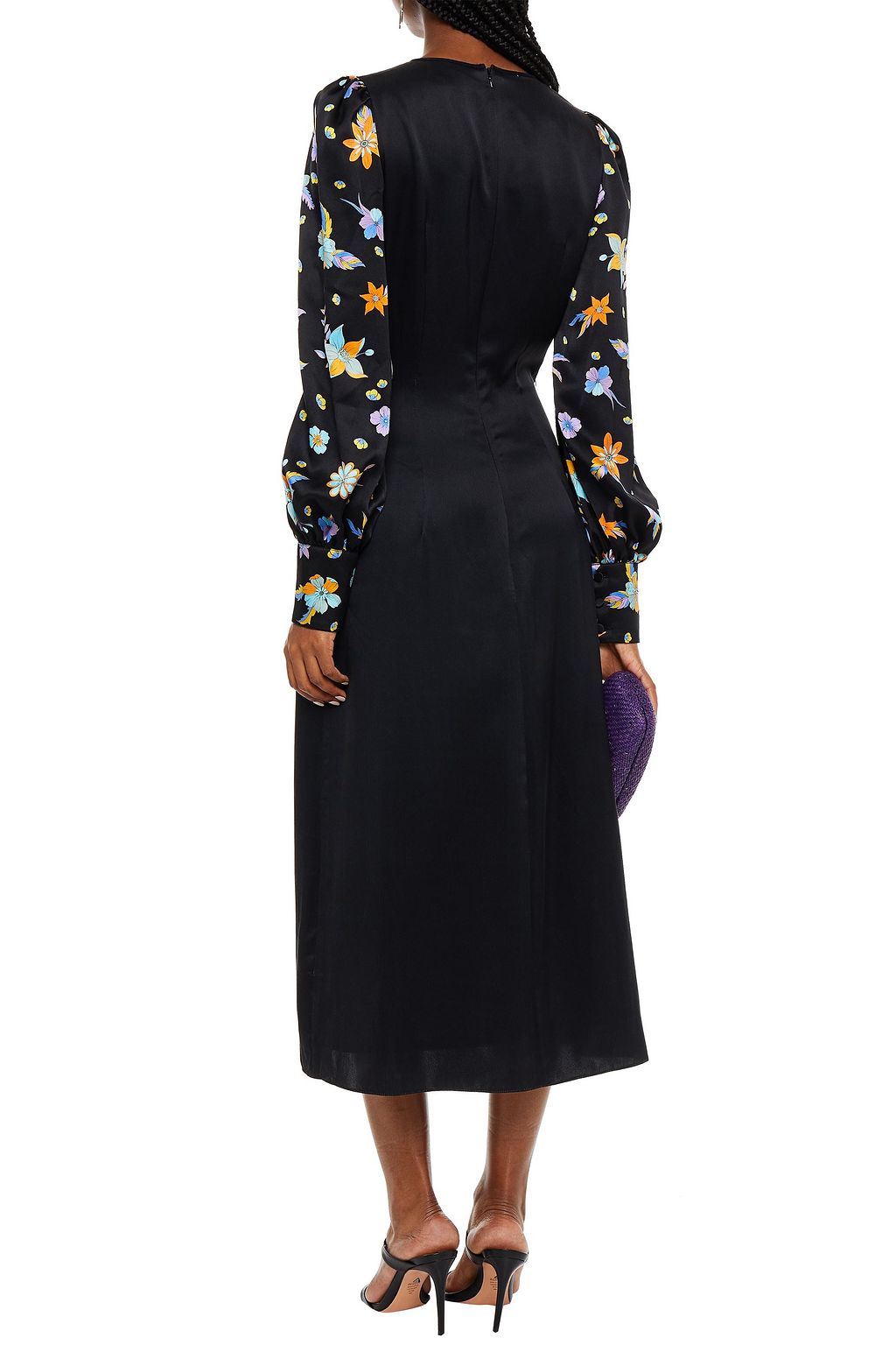 ANDREW GN Floral-print silk-satin midi dress