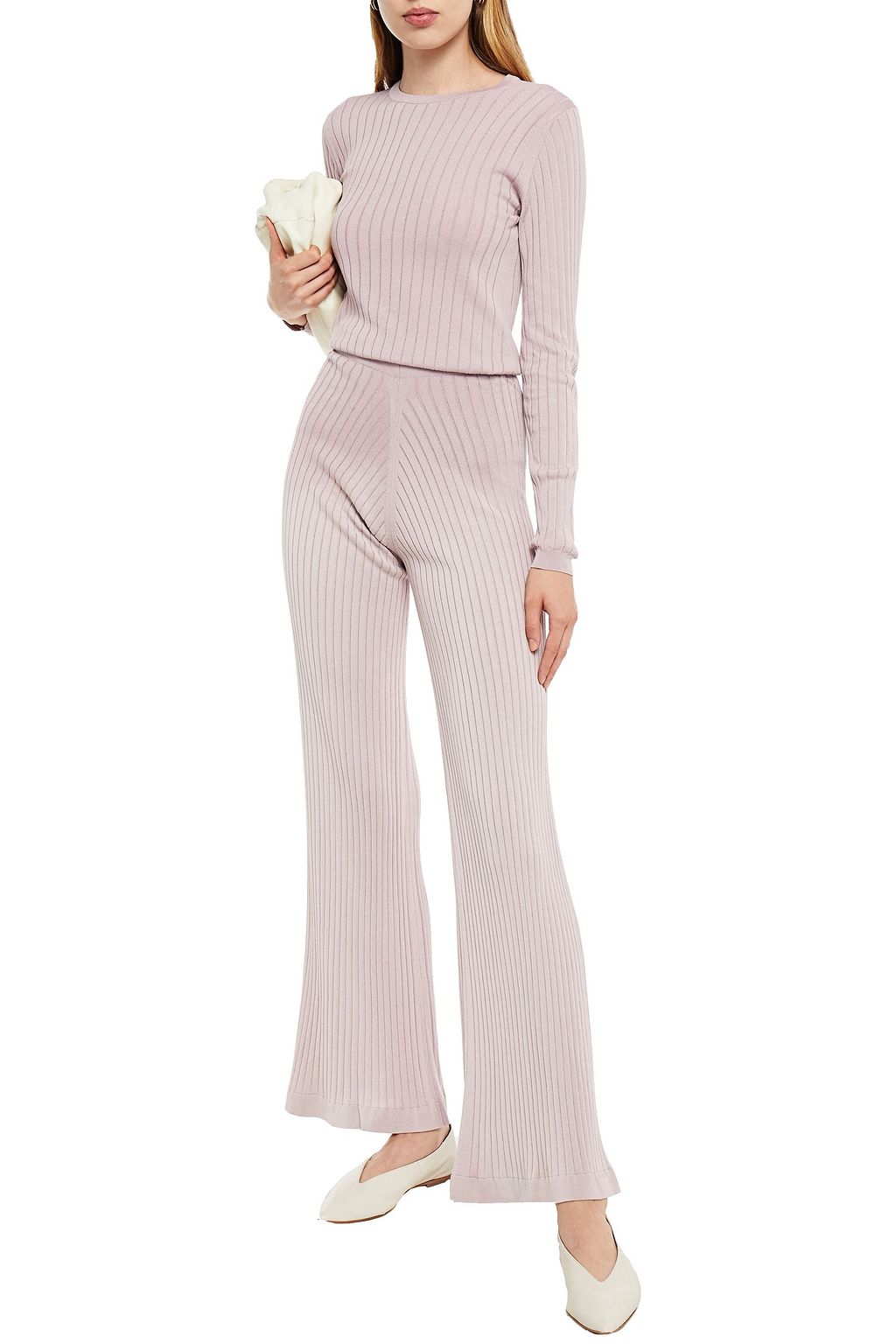 JOHN SMEDLEY Ribbed-knit flared pants