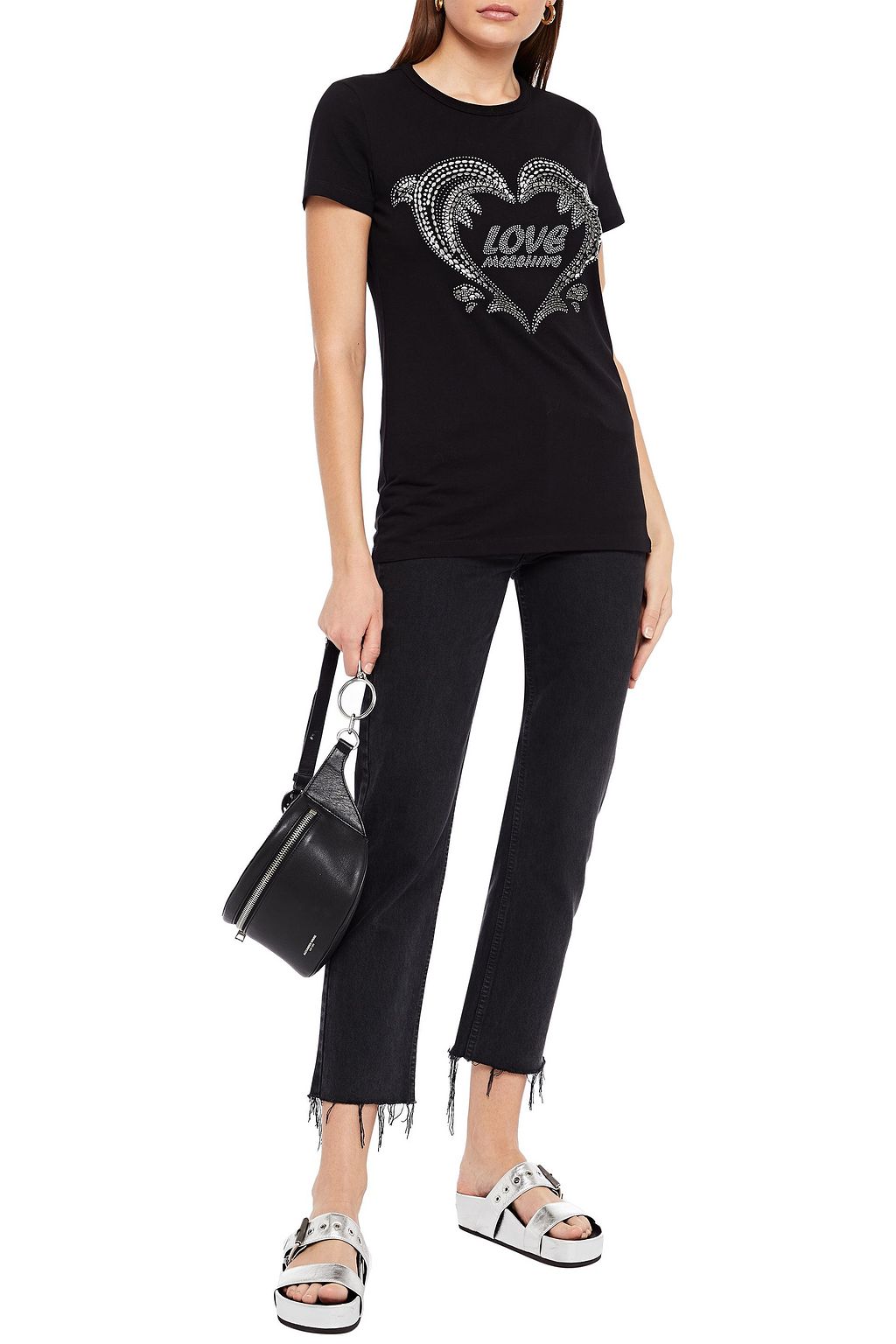 LOVE MOSCHINO Embellished cotton-jersey T-shirt