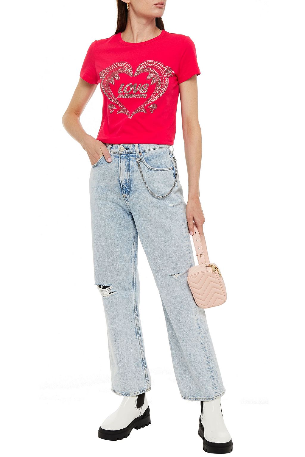 LOVE MOSCHINO Embellished cotton-jersey T-shirt