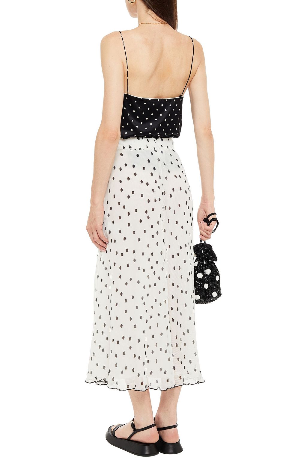 GANNI Floral-print plissé-georgette midi skirt