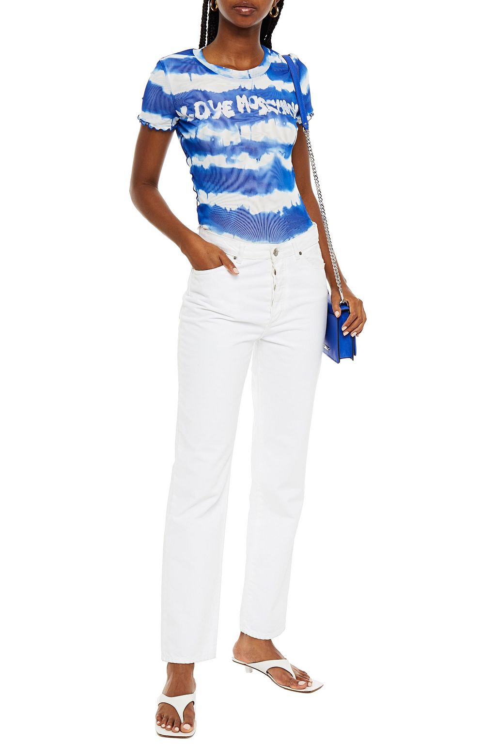 LOVE MOSCHINO Tie-dyed stretch-mesh T-shirt