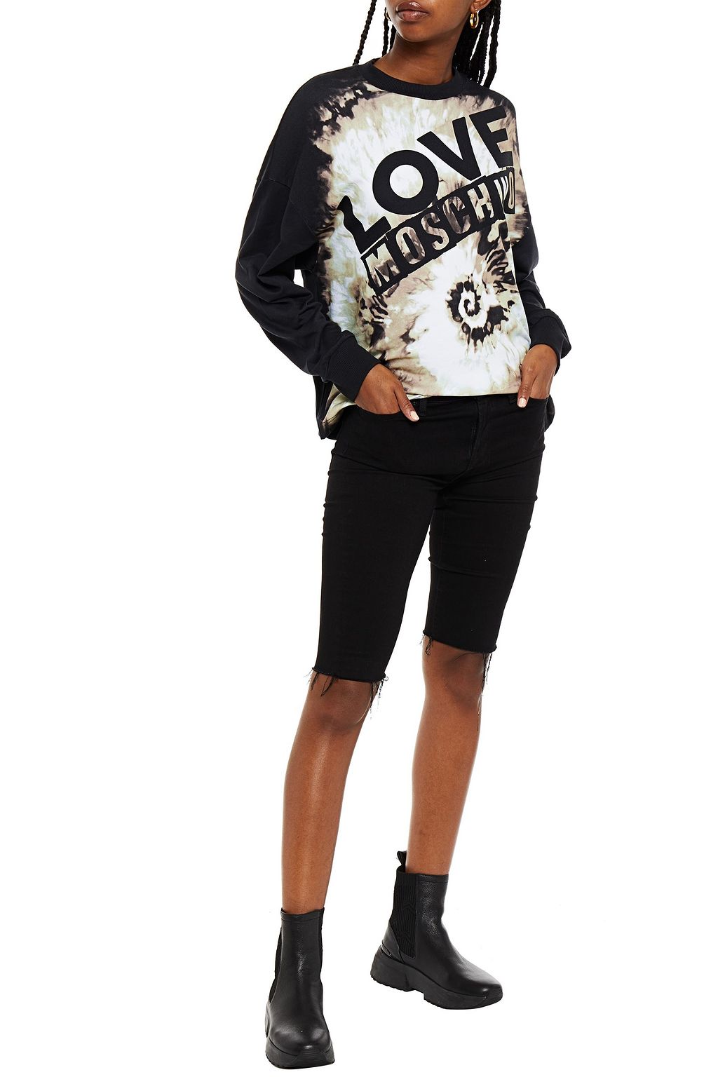 LOVE MOSCHINO Printed French cotton-terry sweatshirt