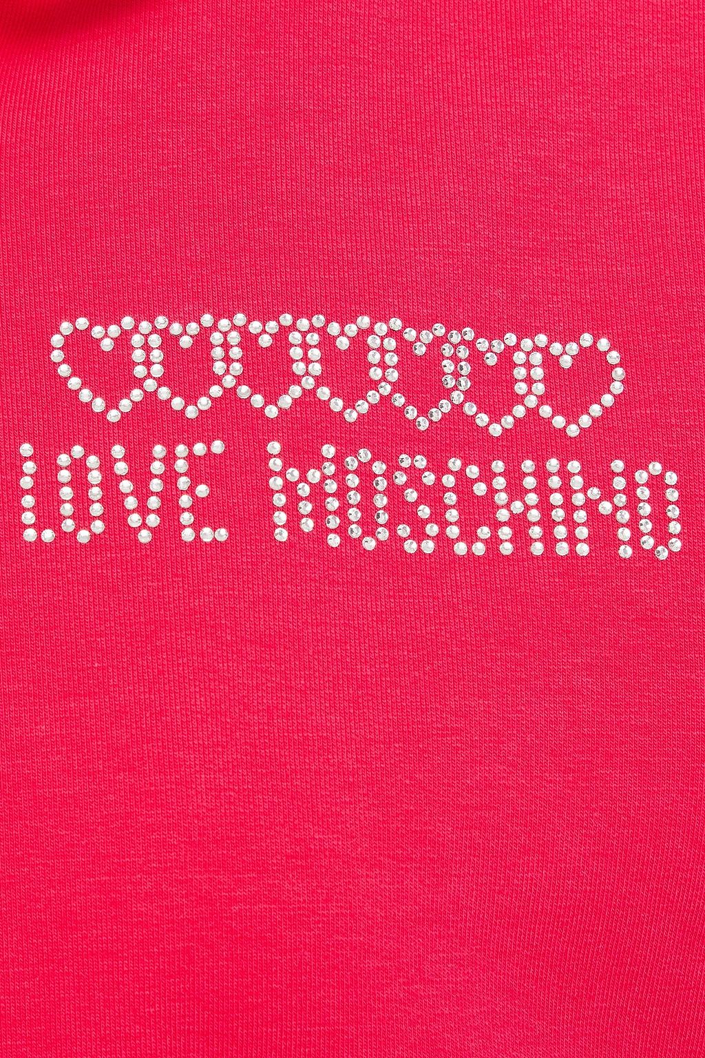 LOVE MOSCHINO Crystal-embellished French cotton-blend terry hoodie