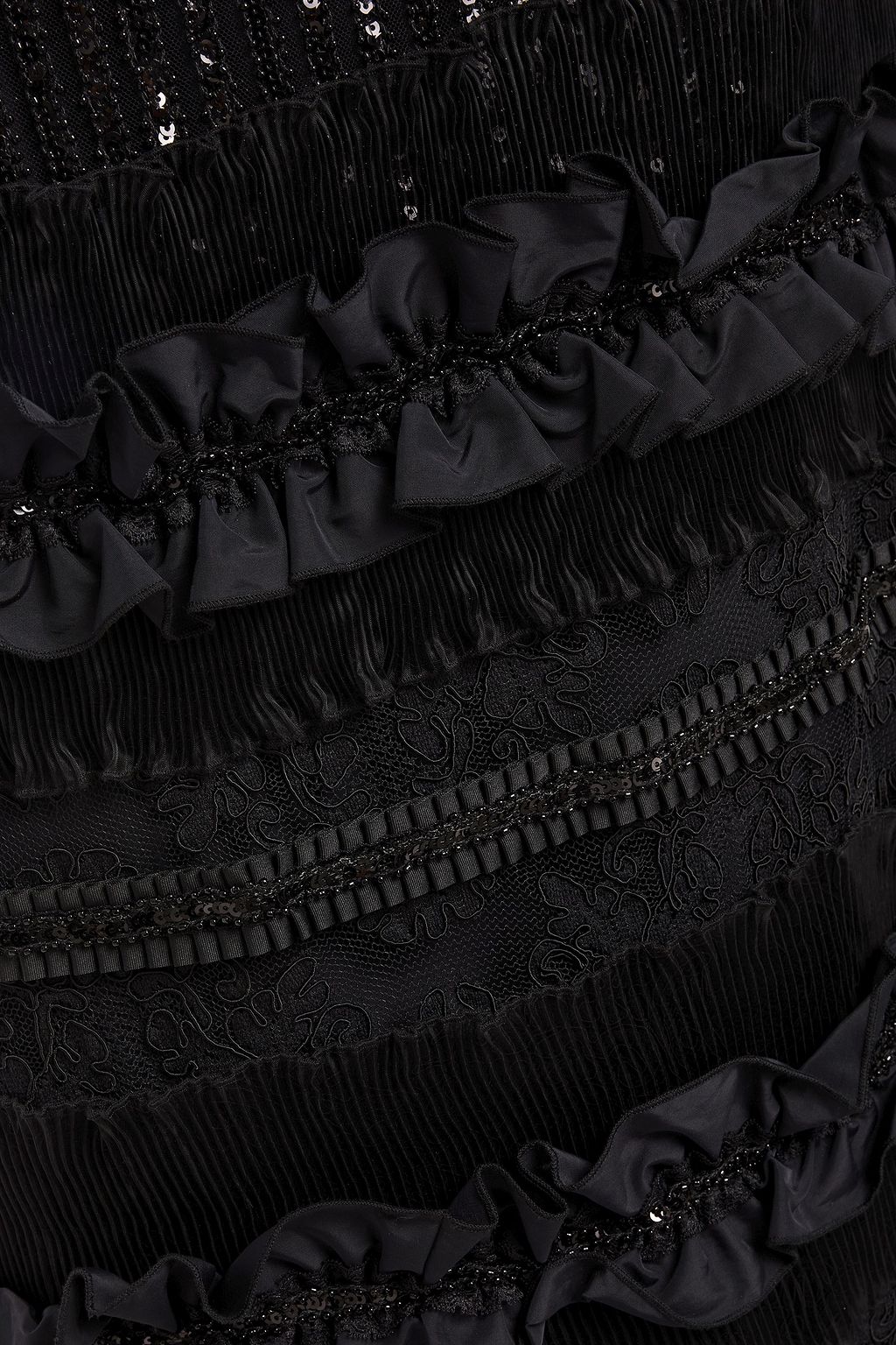 ALICE + OLIVIA Embellished ruffled taffeta maxi skirt