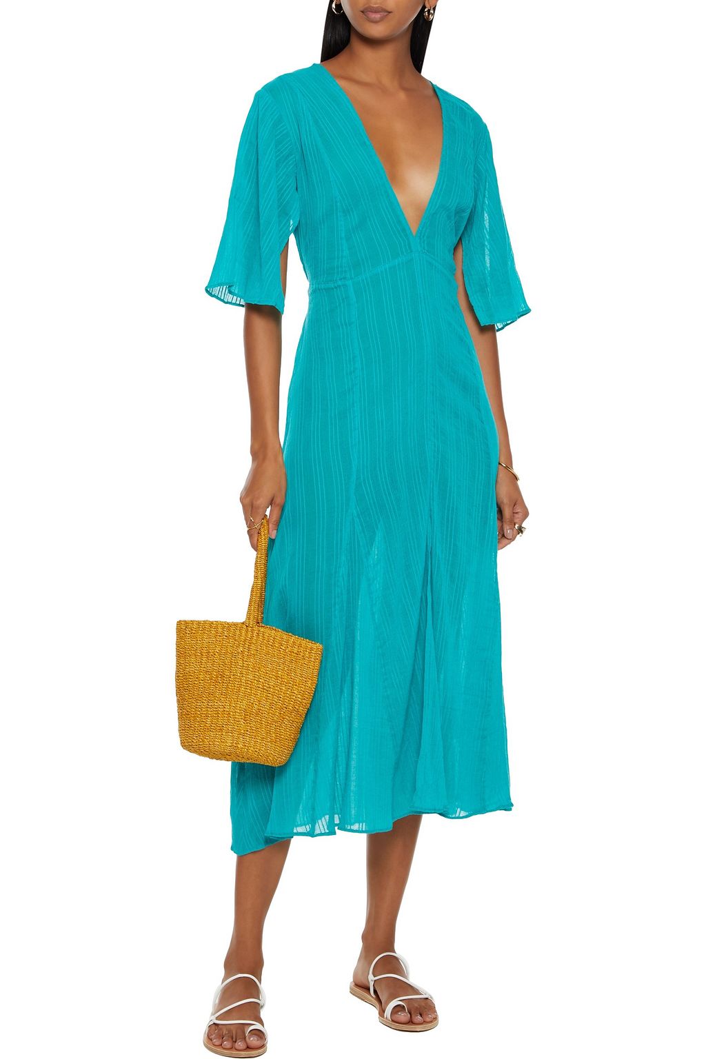 VIX PAULA HERMANNY Malia cotton-jacquard midi dress