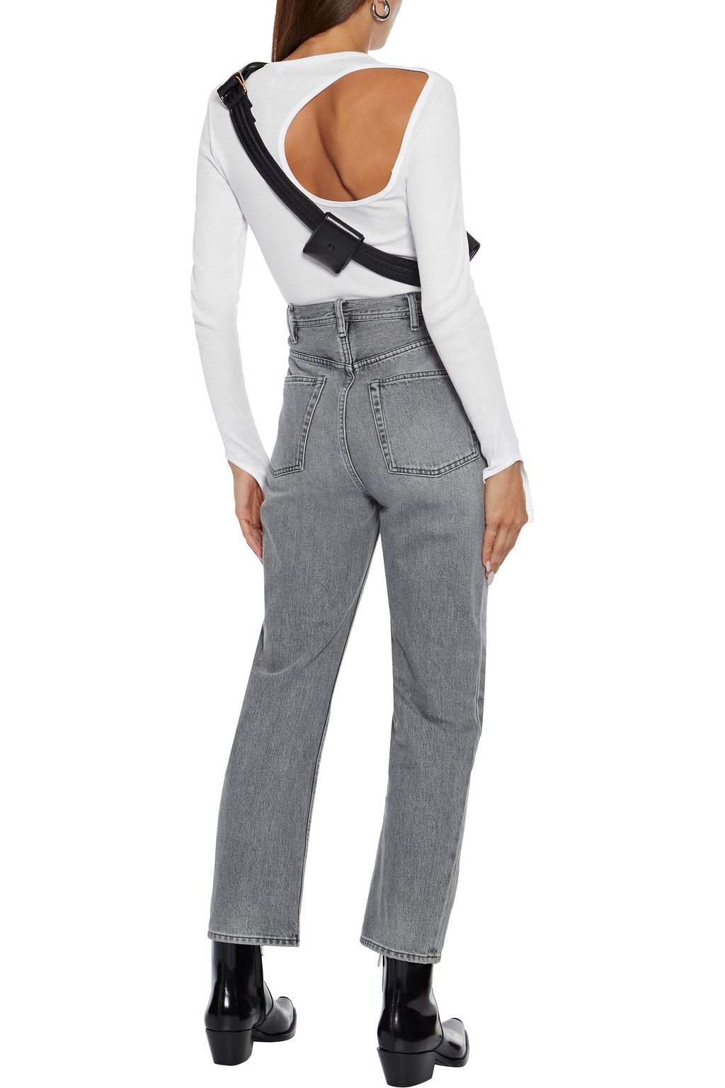 HELMUT LANG Cutout ribbed cotton-jersey top