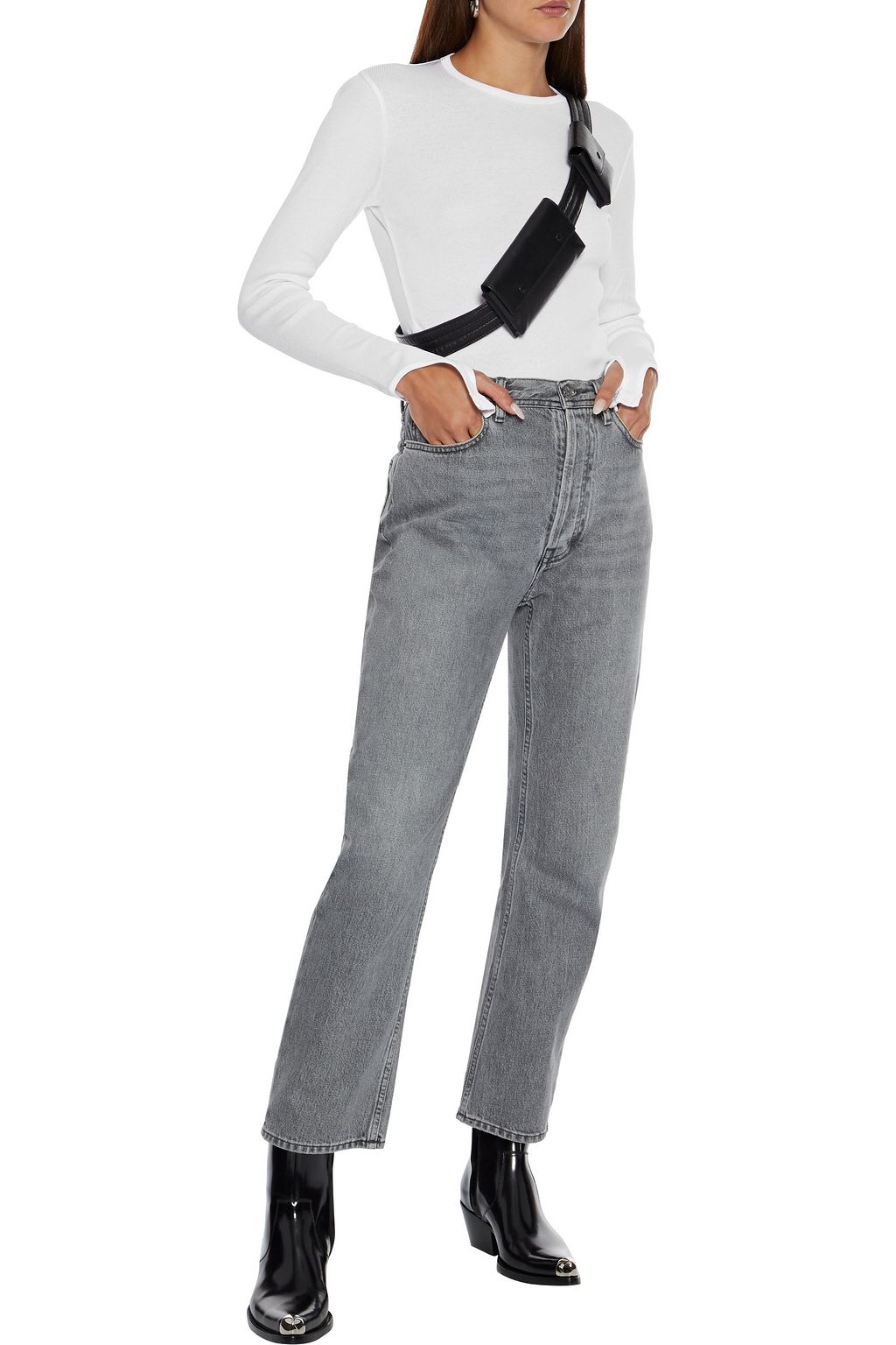 HELMUT LANG Cutout ribbed cotton-jersey top