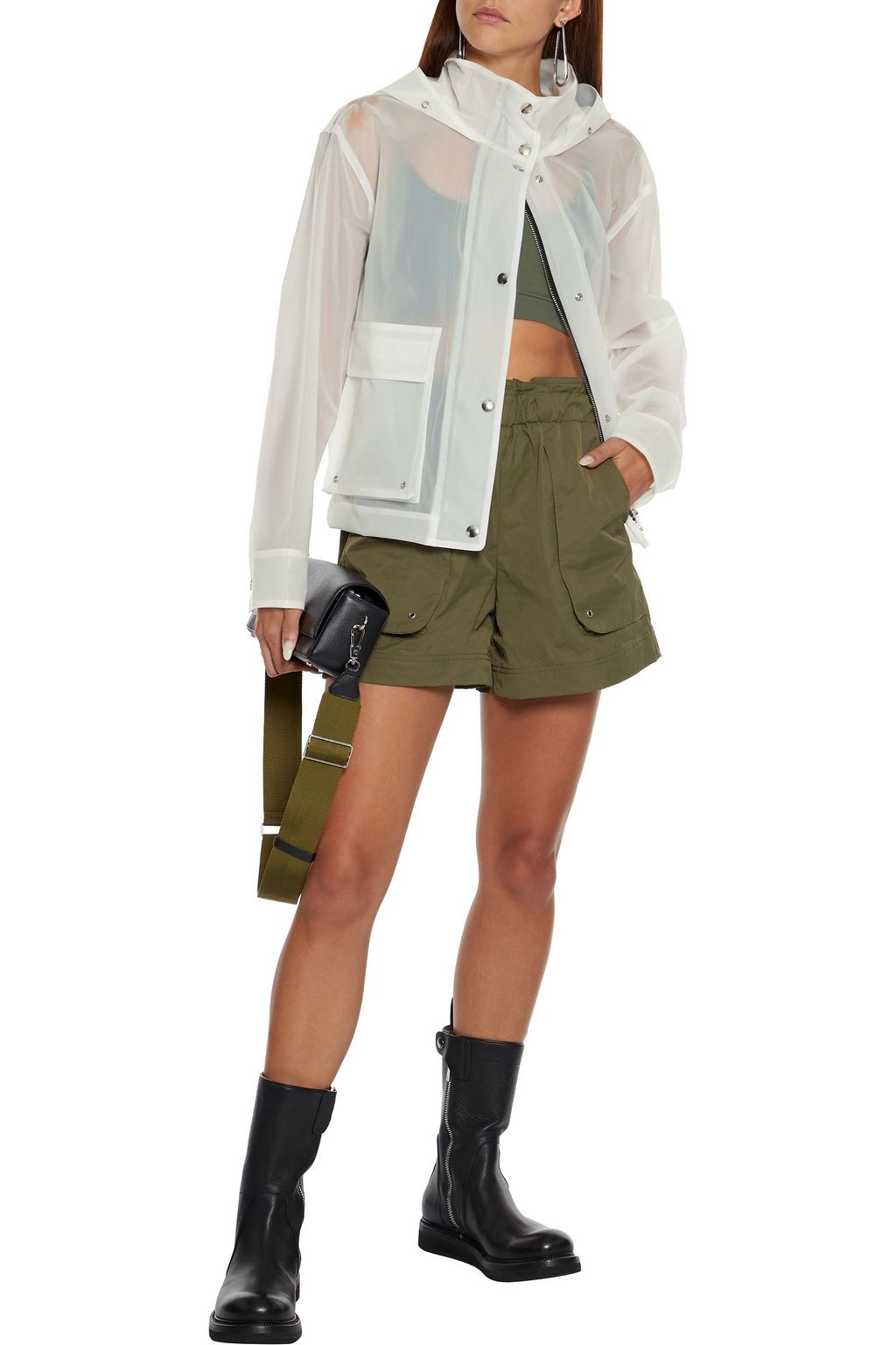 HELMUT LANG Gathered twill shorts