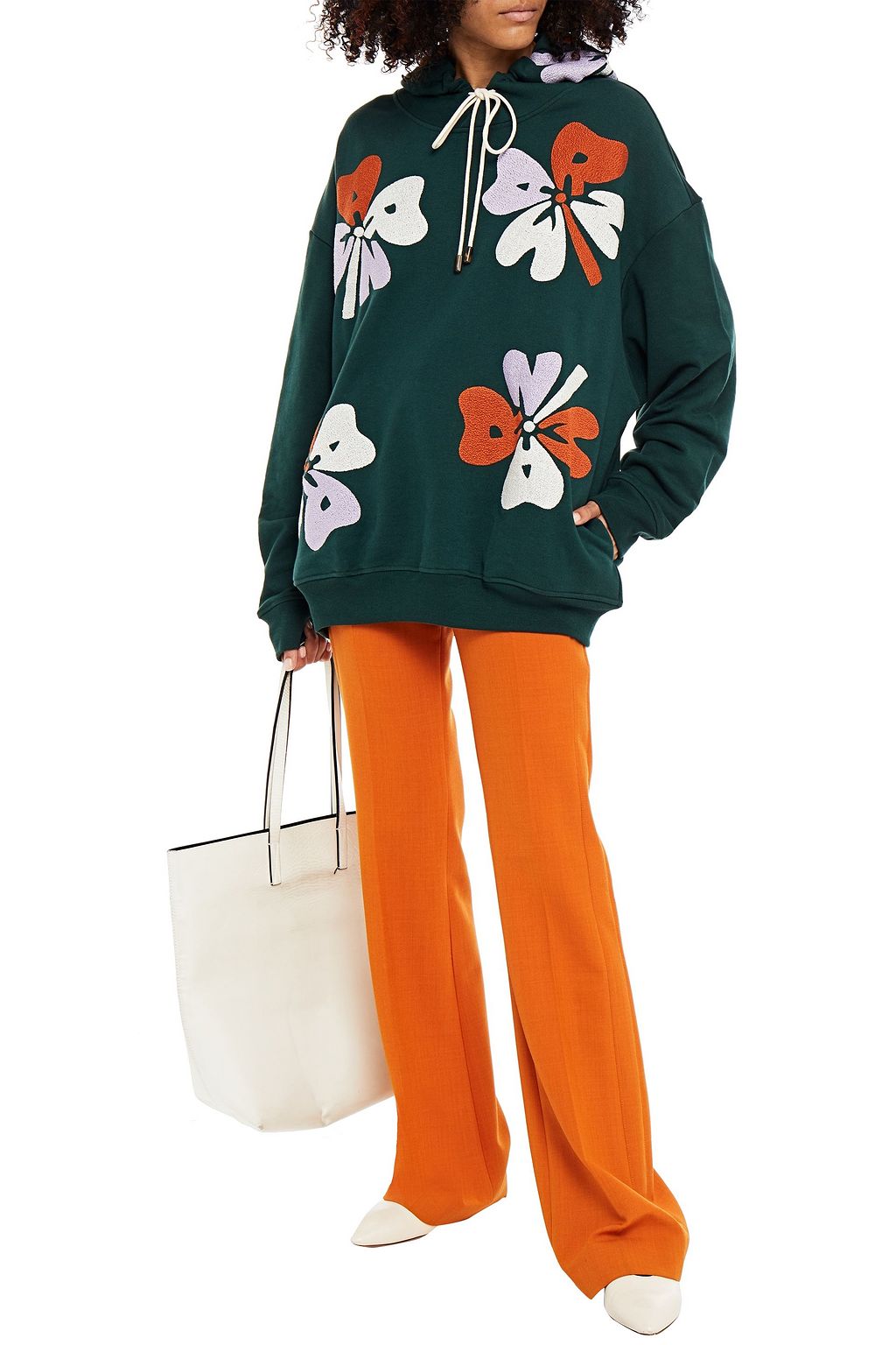 MARNI Embroidered French cotton-terry hoodie