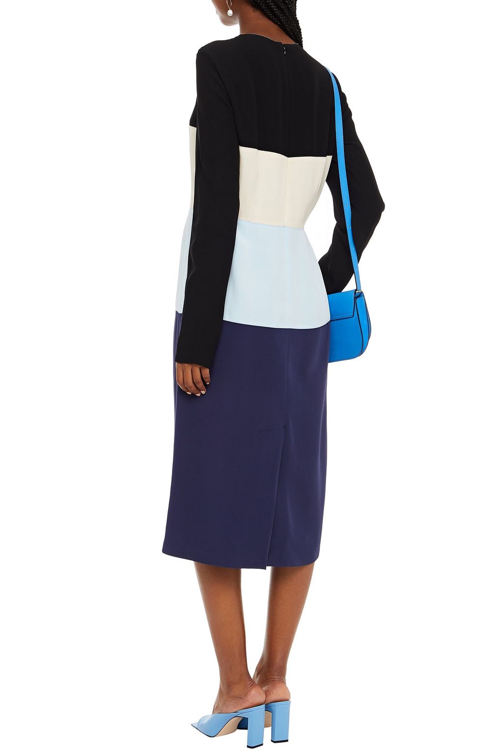 MARNI Midikleid aus Crêpe in Colour-Block-Optik