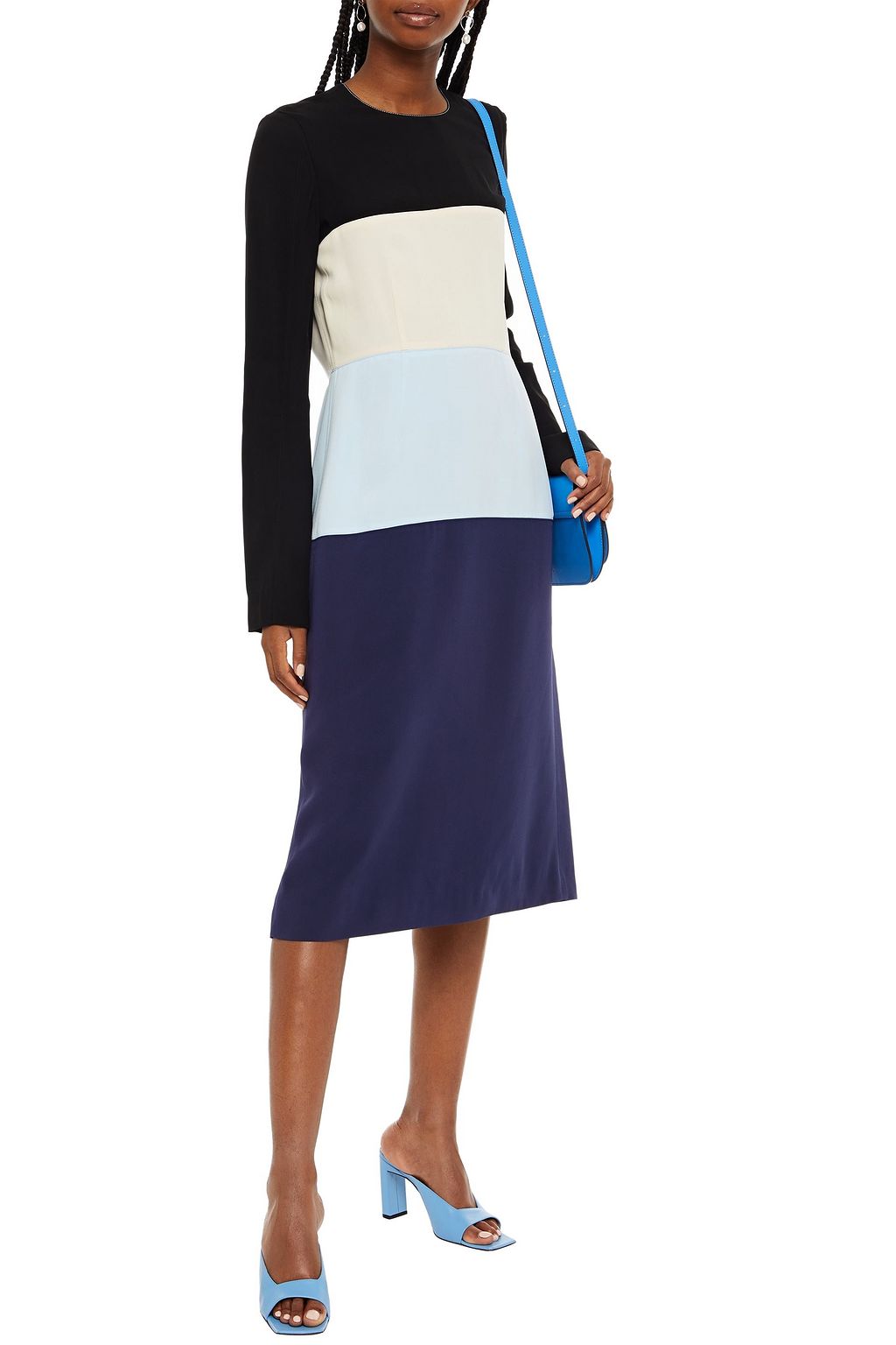 MARNI Midikleid aus Crêpe in Colour-Block-Optik
