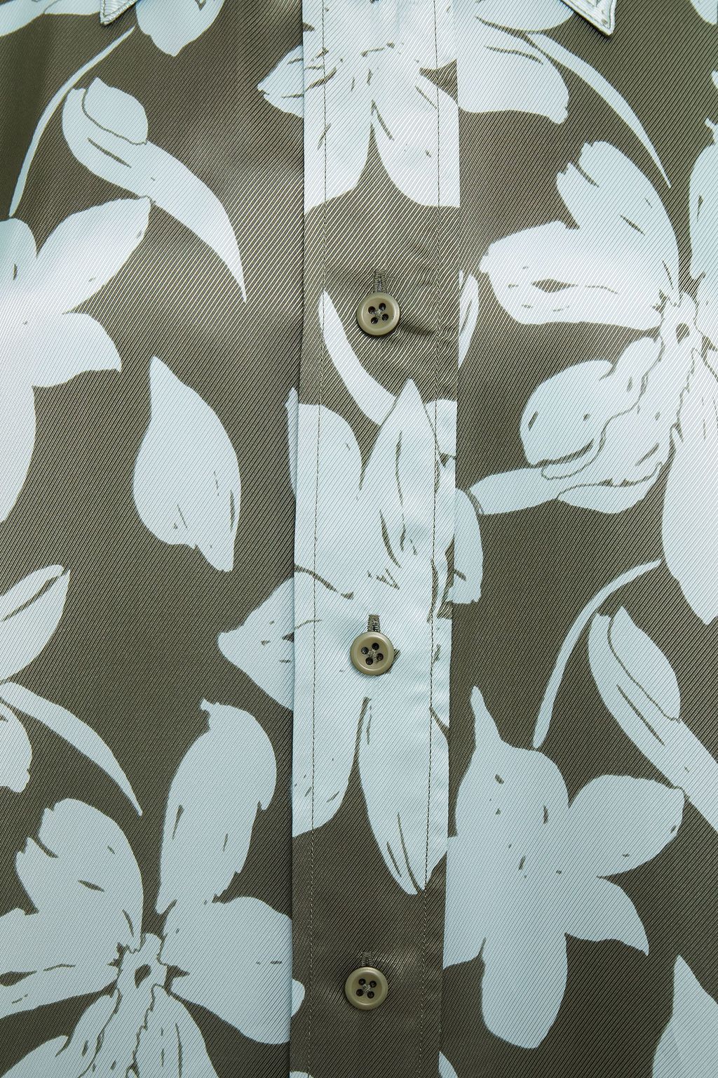 LEE MATHEWS Floral-print satin-twill shirt