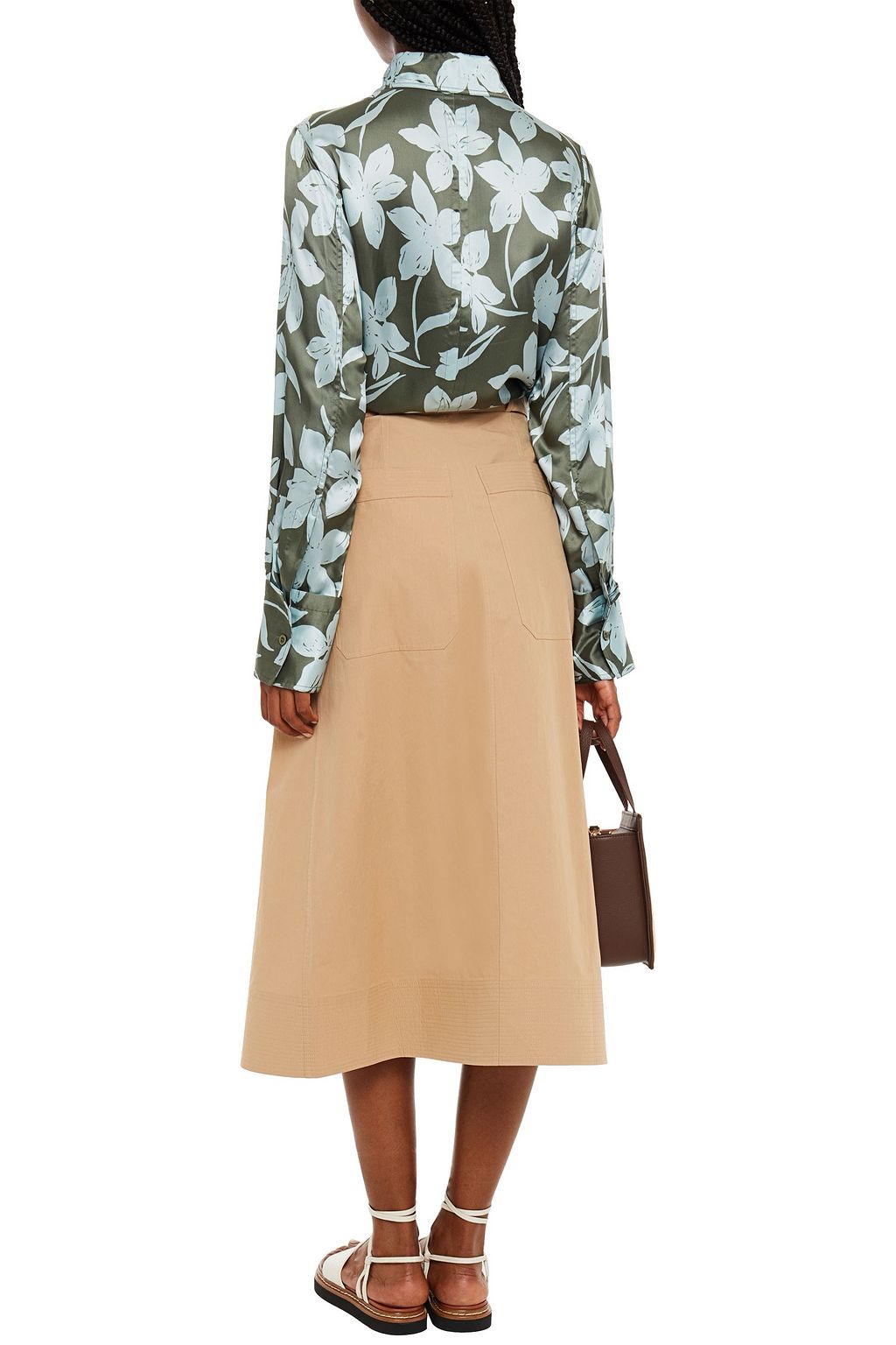 LEE MATHEWS Floral-print satin-twill shirt
