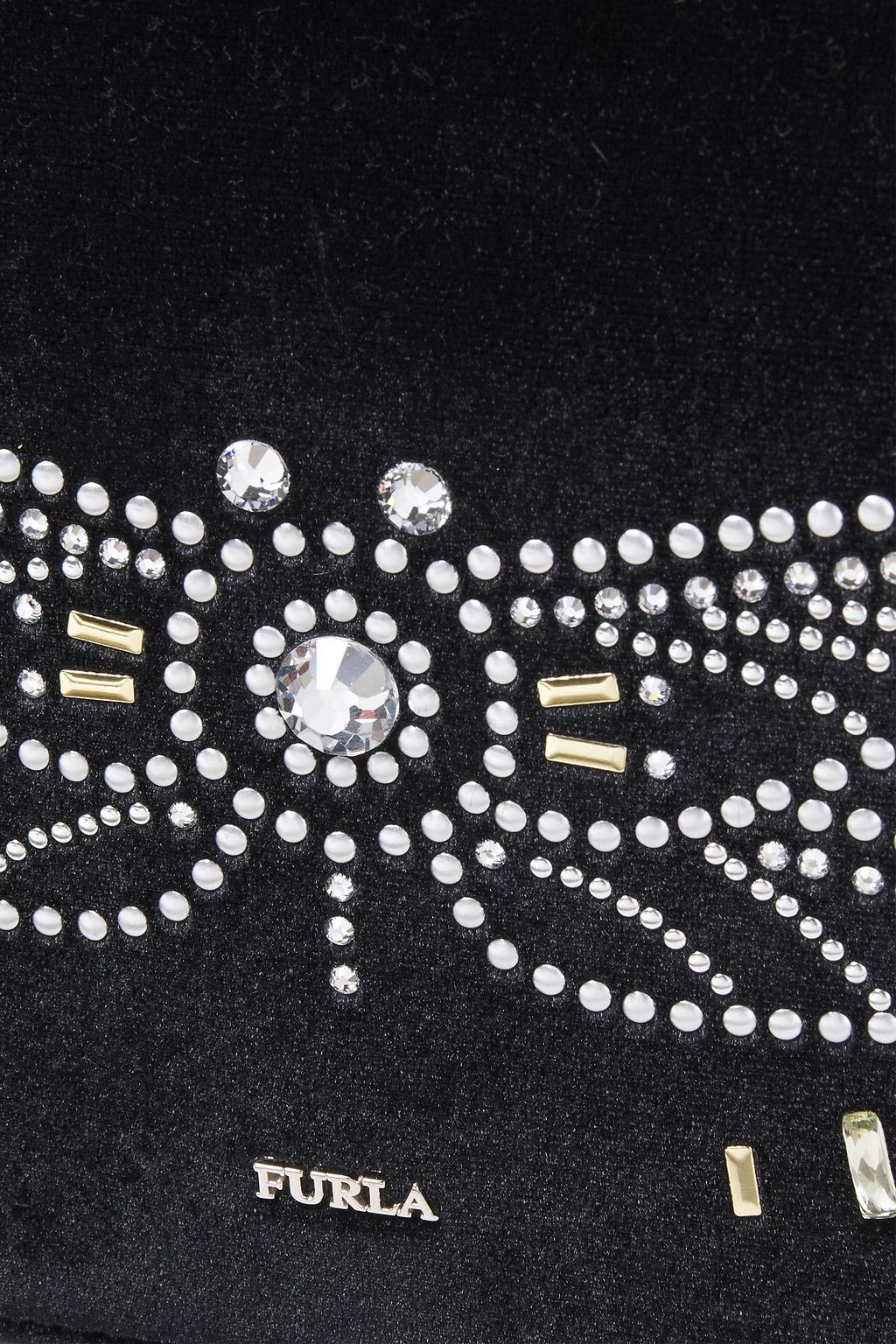 FURLA Viva S embellished velvet shoulder bag