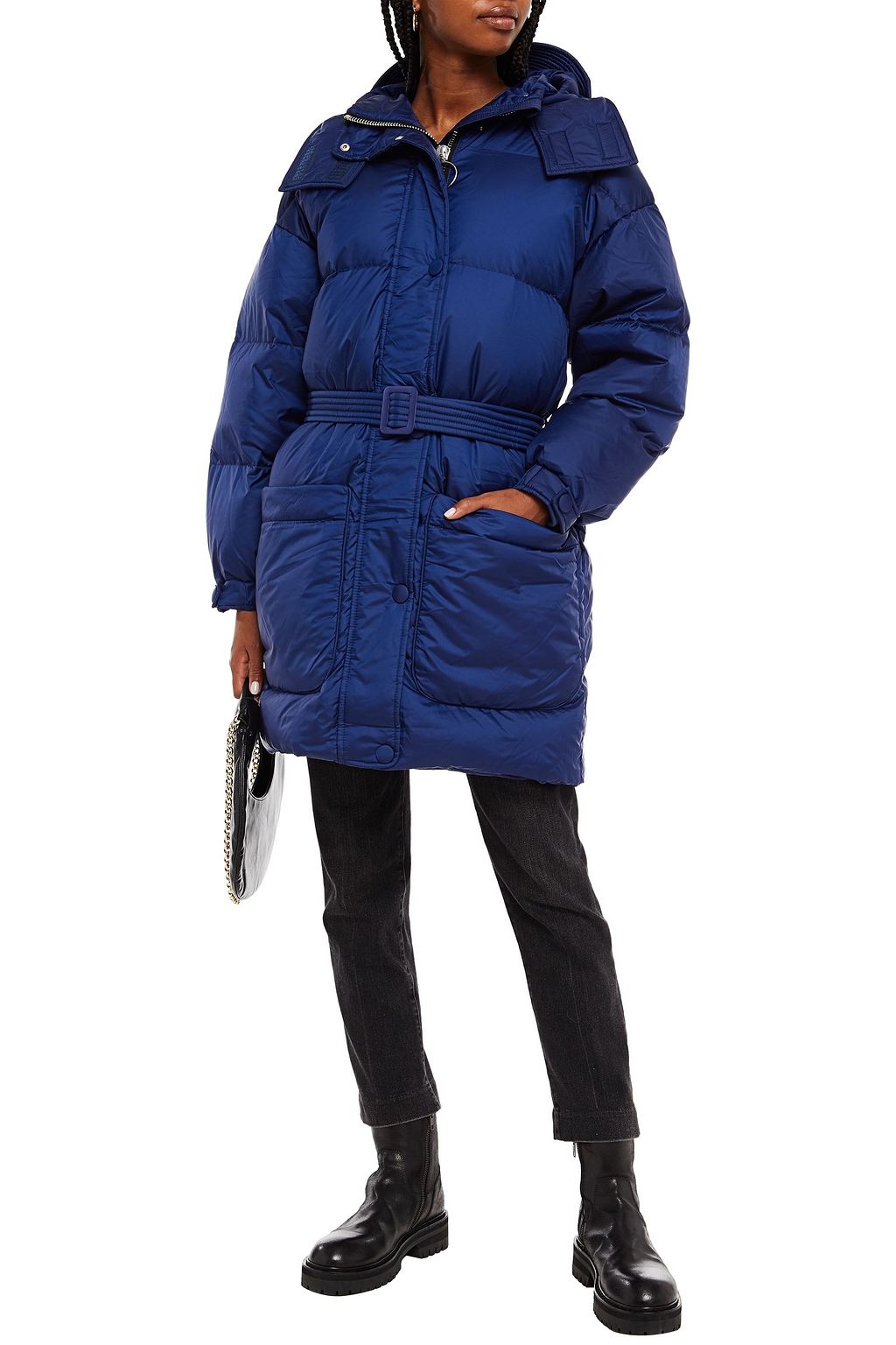 IENKI IENKI Belted quilted shell hooded down coat