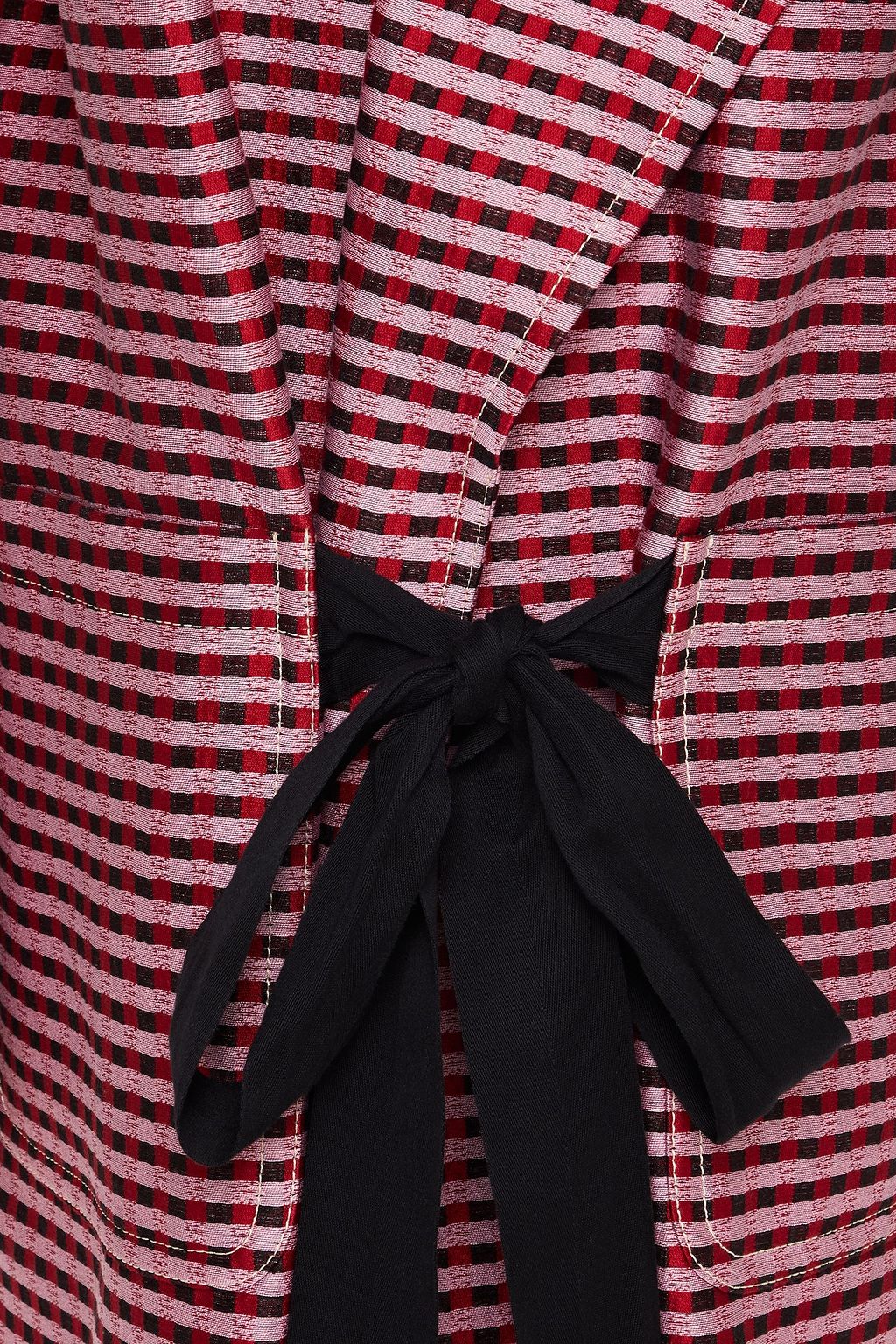 MARNI Satin-trimmed gingham woven coat
