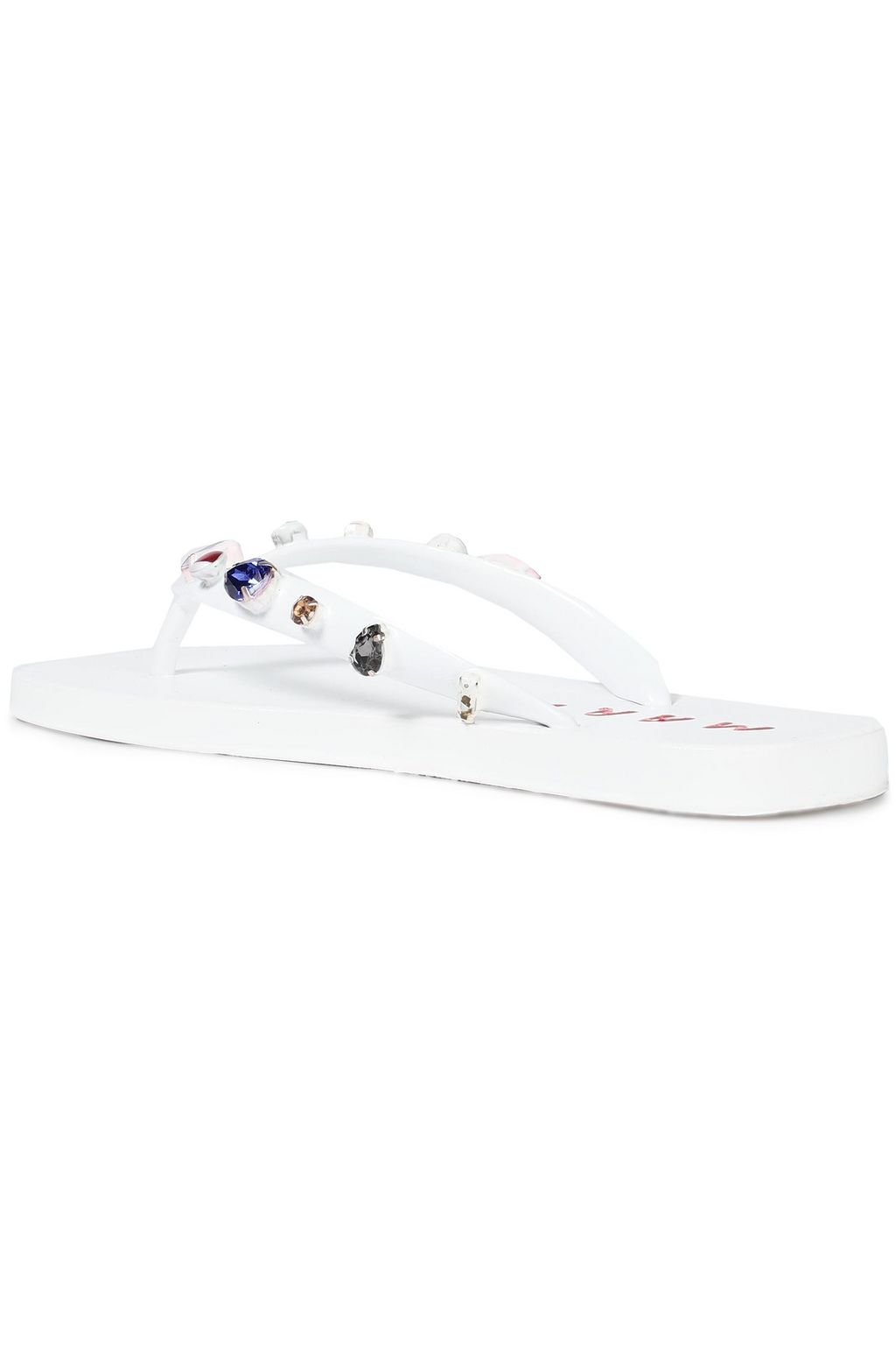 MARNI Crystal-embellished rubber flip flops