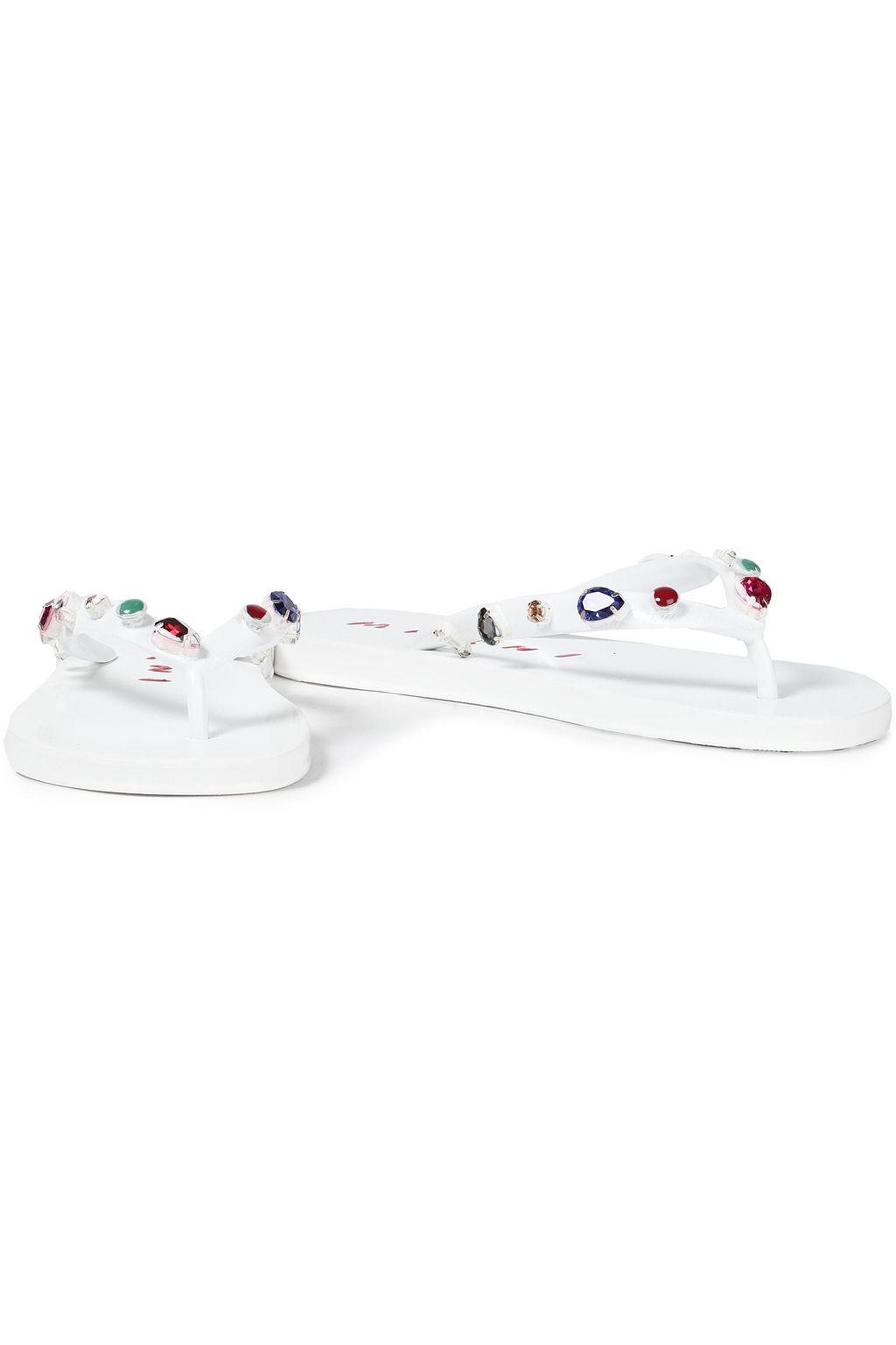 MARNI Crystal-embellished rubber flip flops