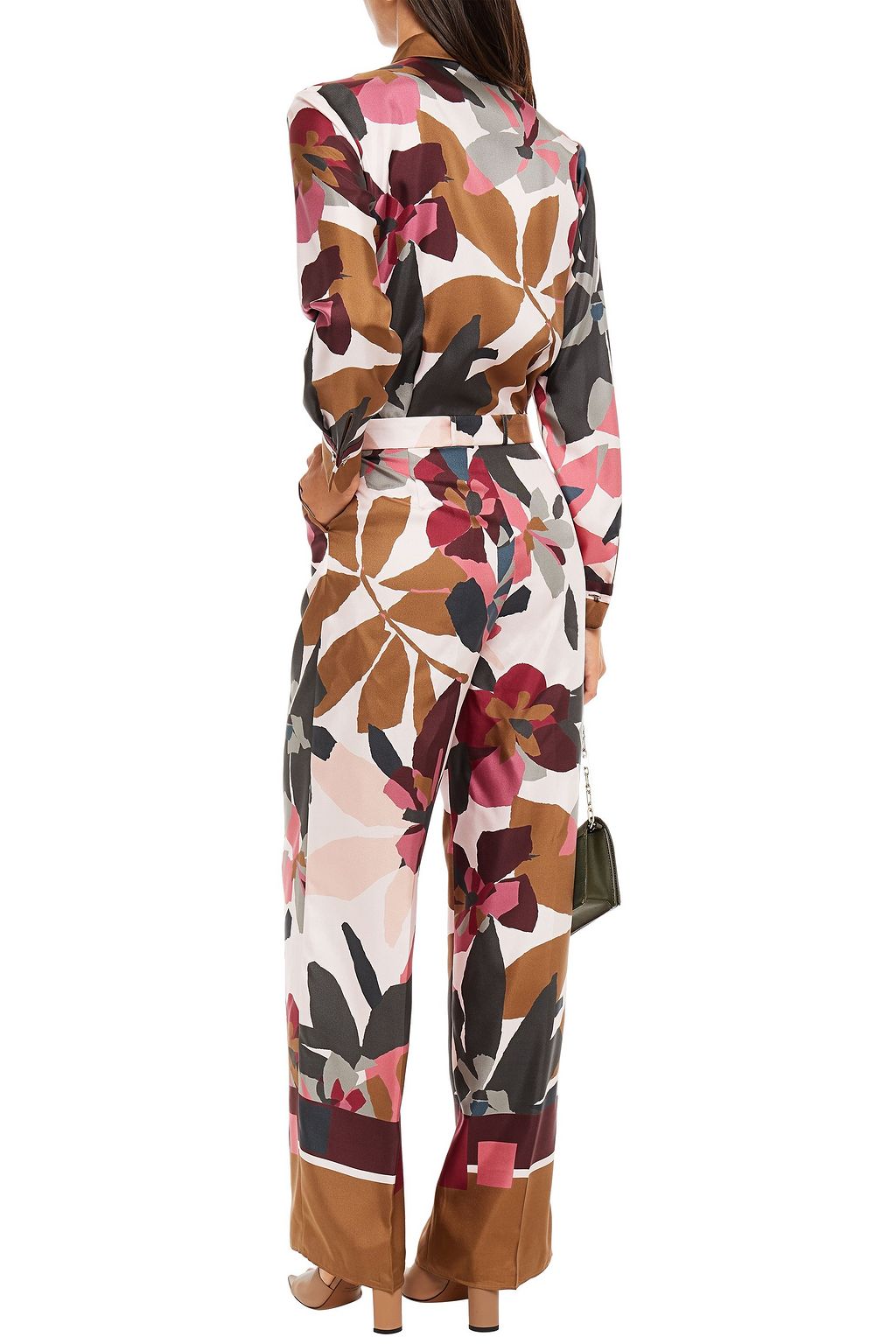 LORO PIANA Belted floral-print silk-twill jumpsuit
