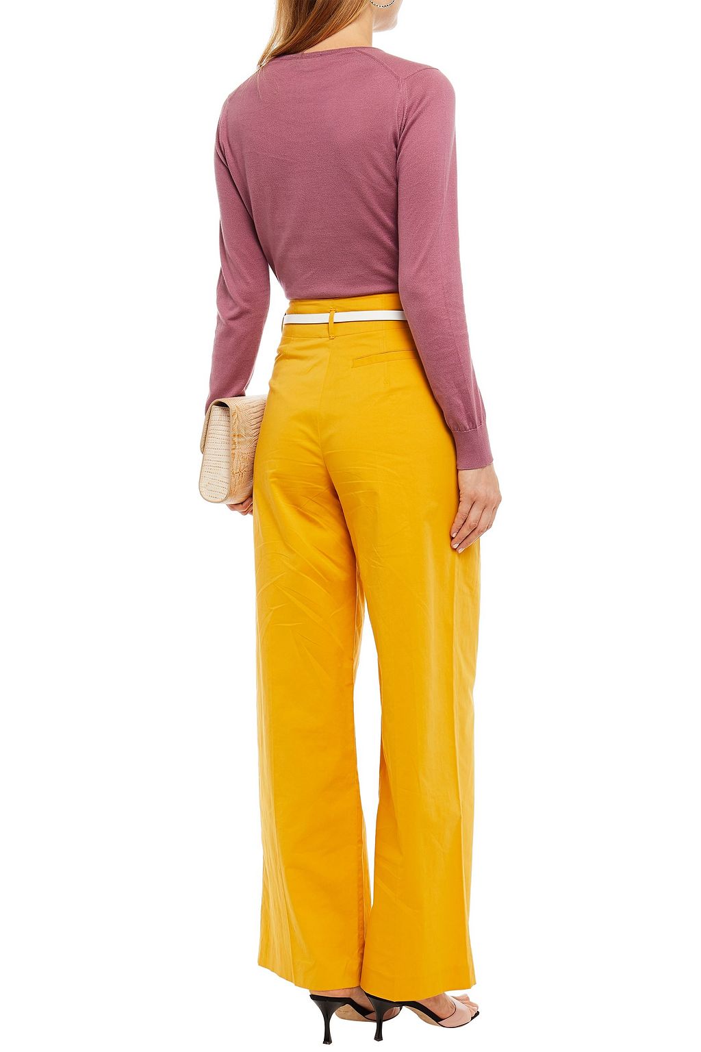 LORO PIANA Pleated cotton-blend wide-leg pants