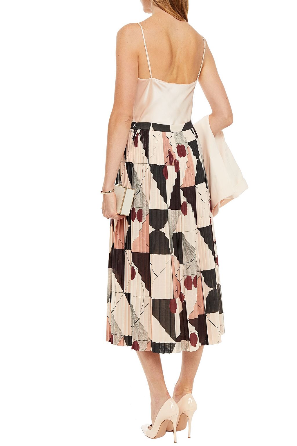 LORO PIANA Pleated printed wool-gauze midi skirt