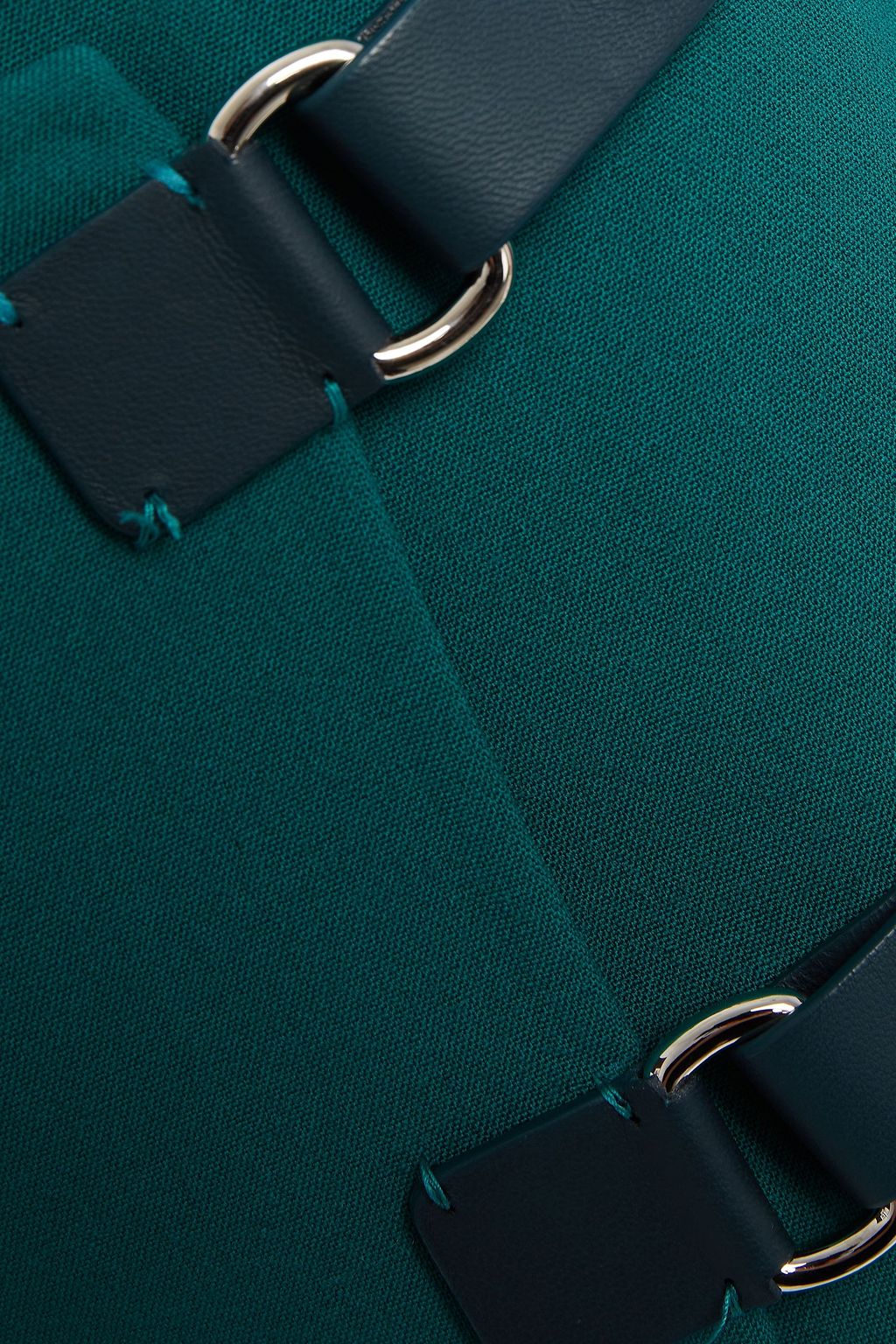 LORO PIANA Leather-trimmed wool-blend jersey wrap skirt