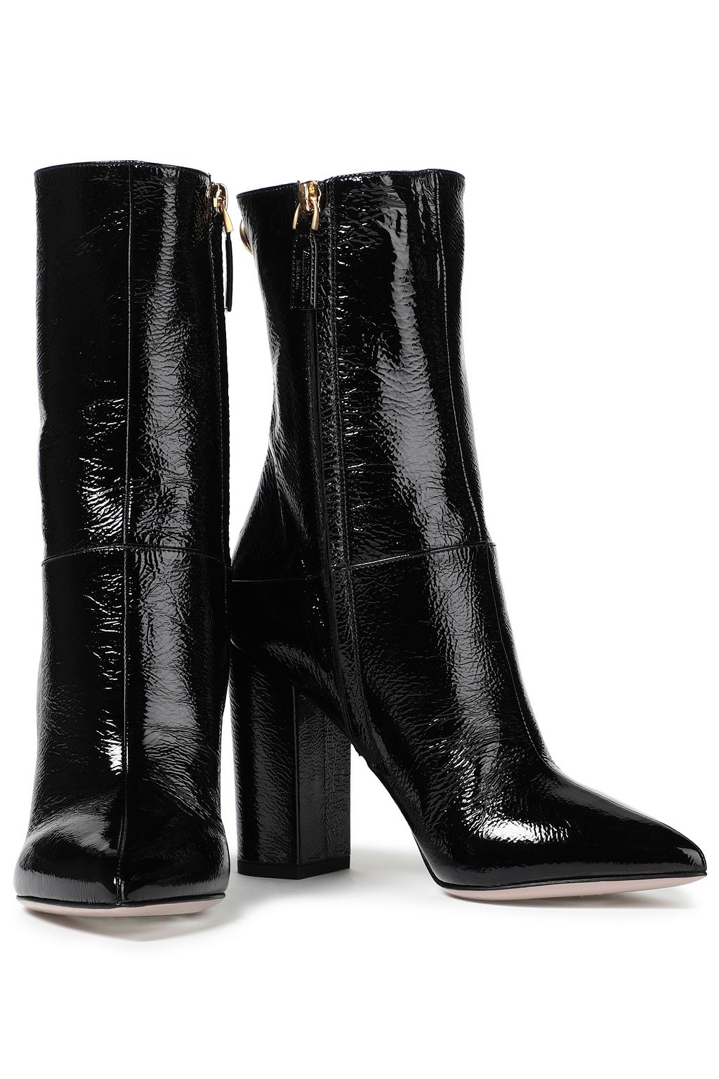 VALENTINO GARAVANI Glossed textured-leather ankle boots