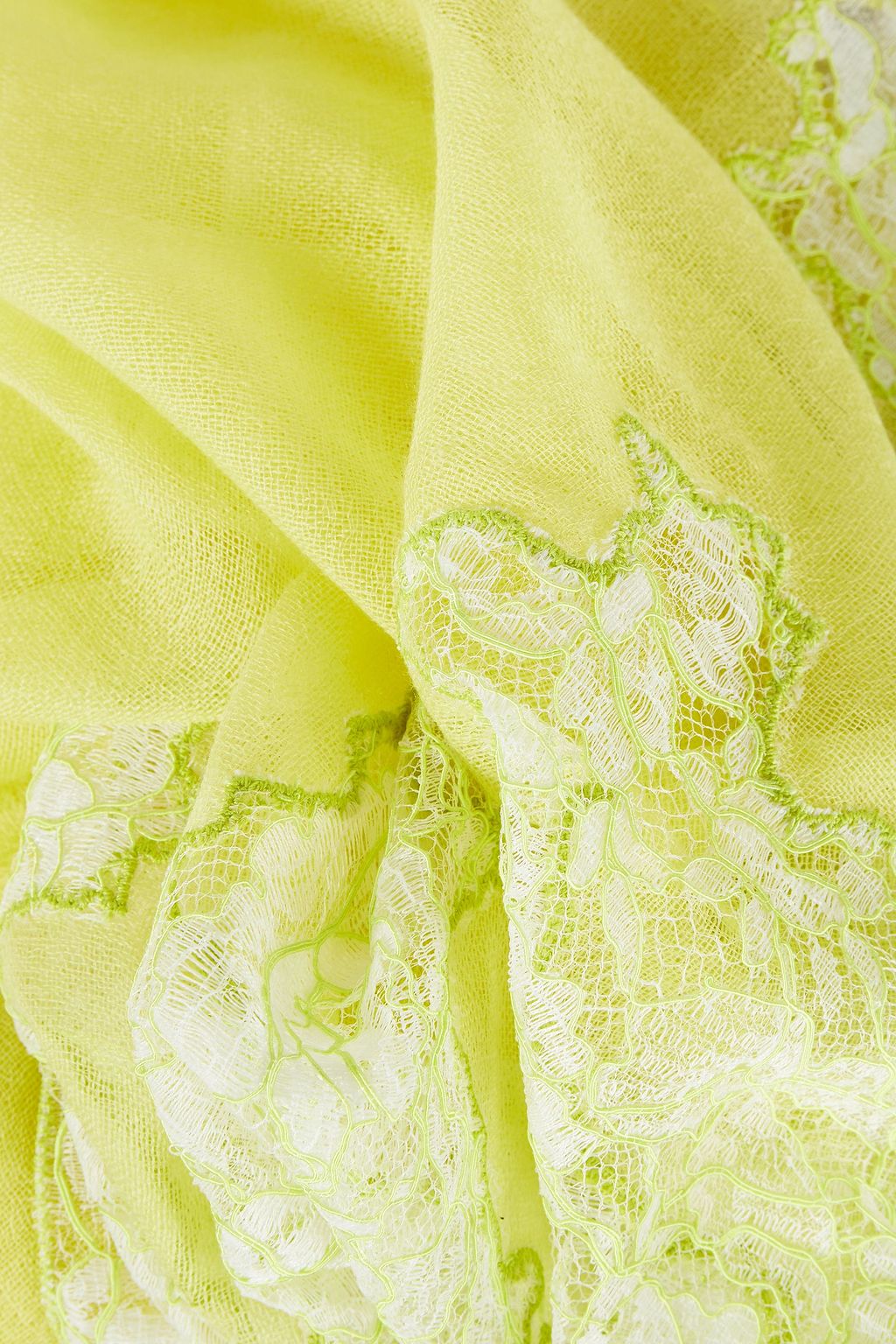 VALENTINO GARAVANI Lace-trimmed wool and silk-blend gauze scarf